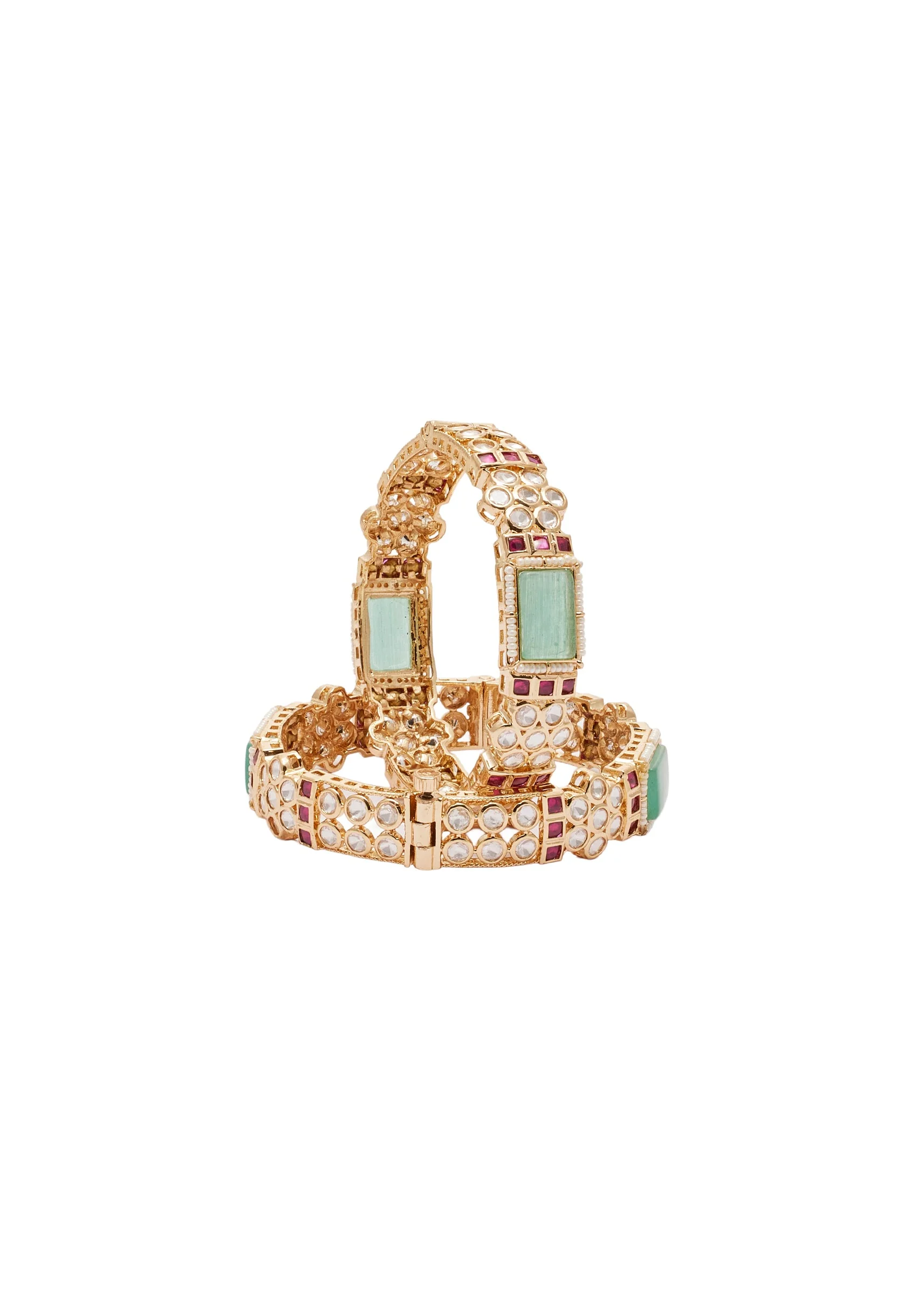 Mint Green Gold Bangles - Image 2