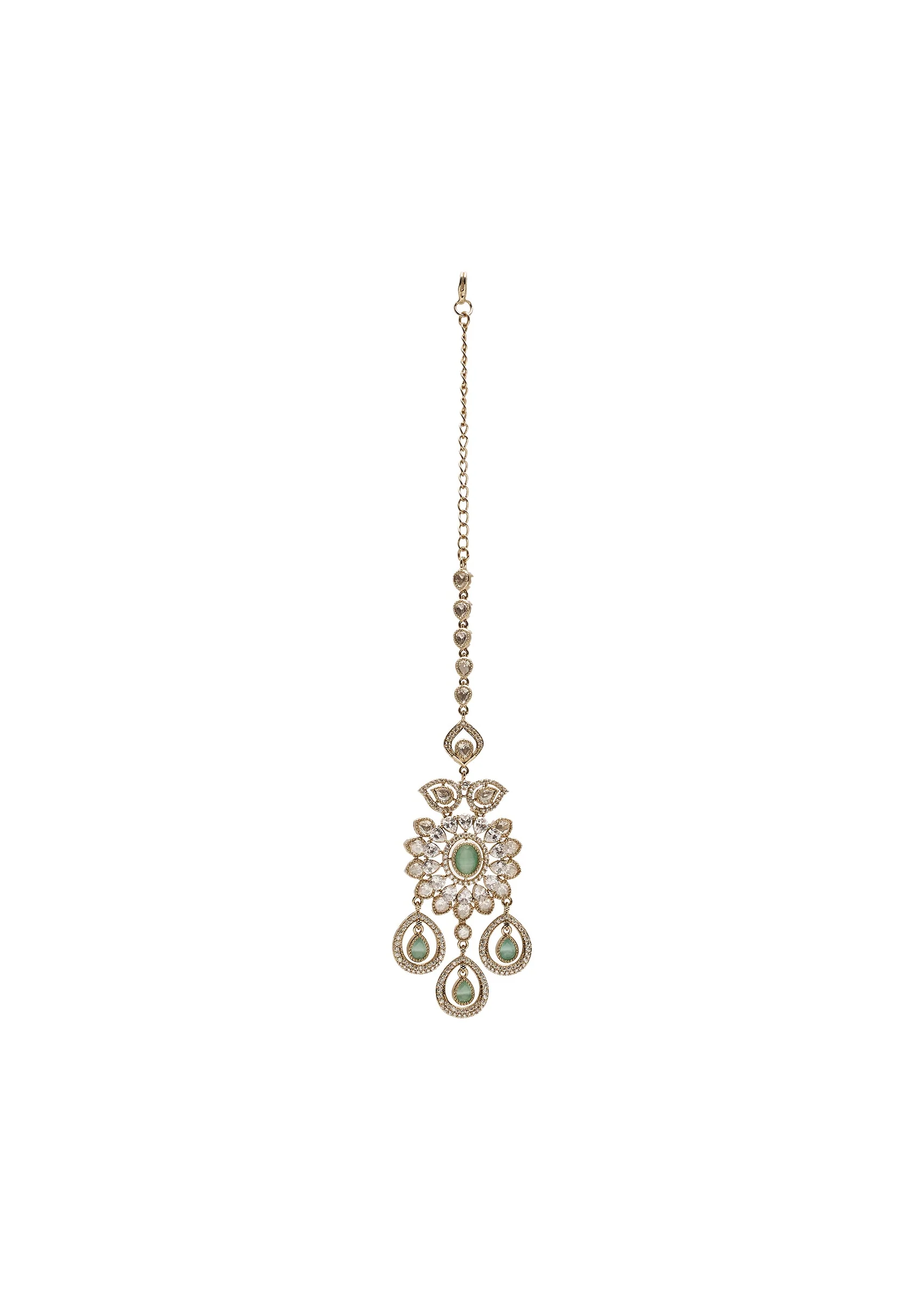 Mint Green Gold Wedding Necklace Set - Image 5