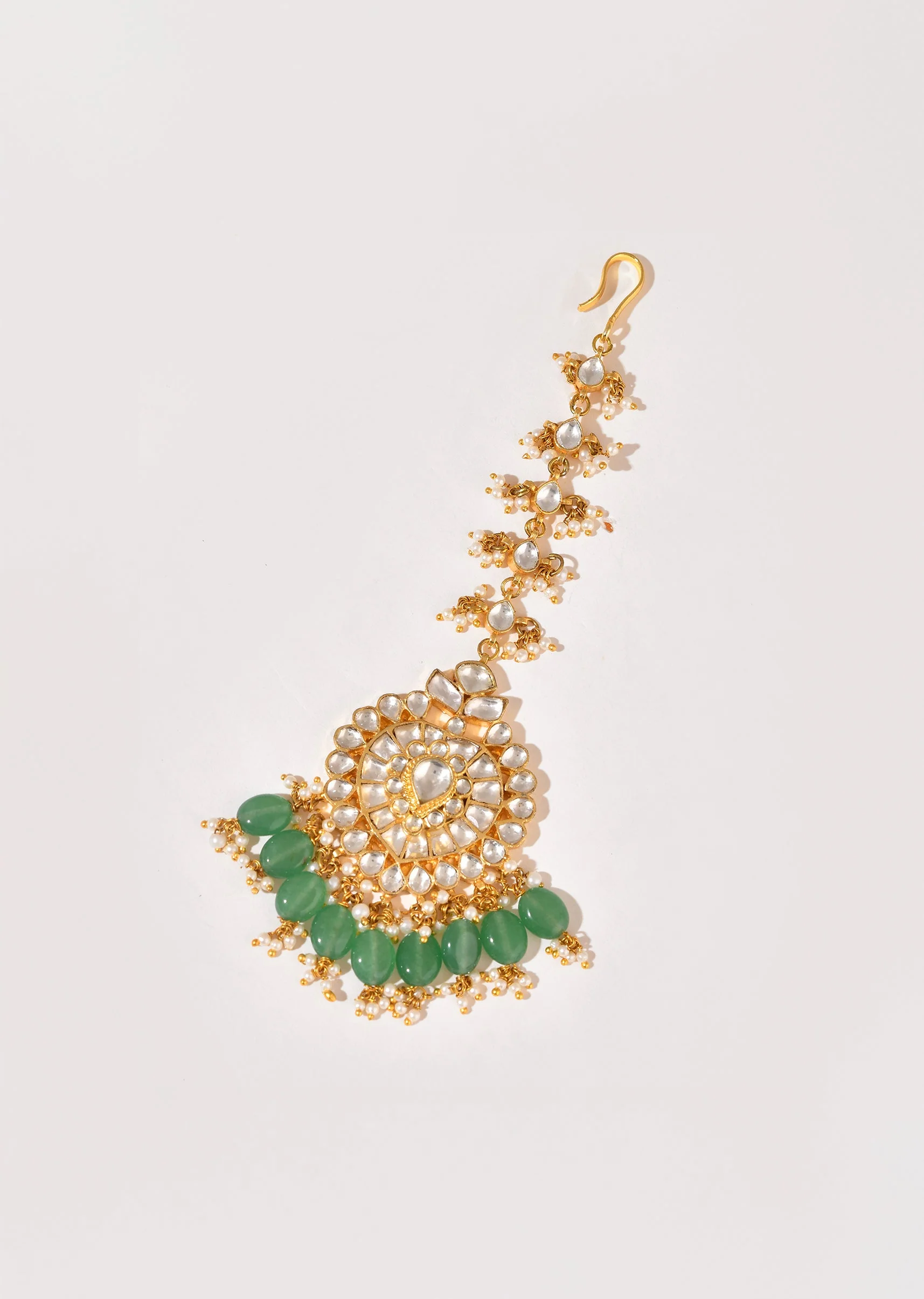 Mint Green Kundan Embellished Maangtikka - Image 2