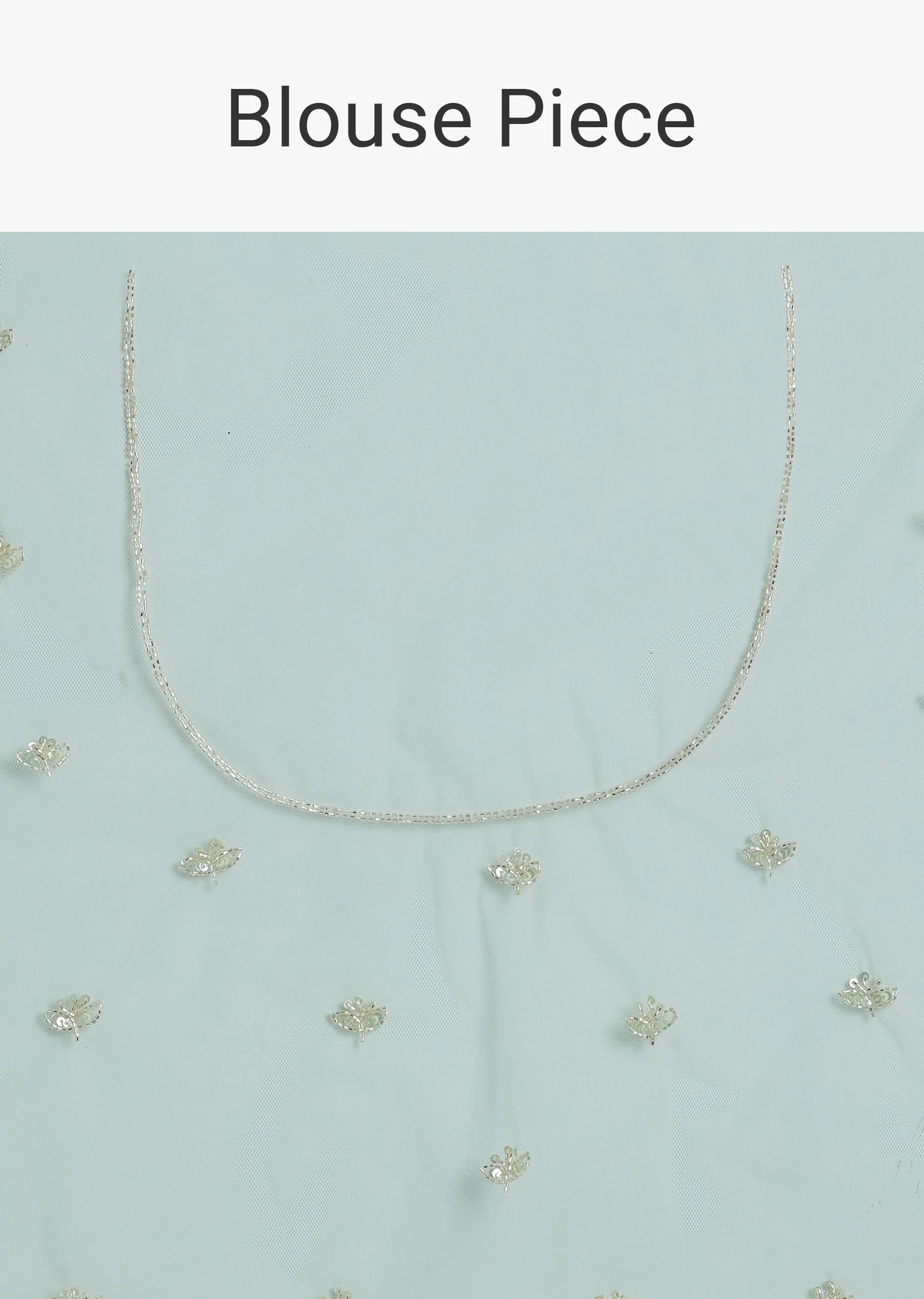 Mint Green Net Saree With Scallop Border And Heavy Embroidery - Image 10