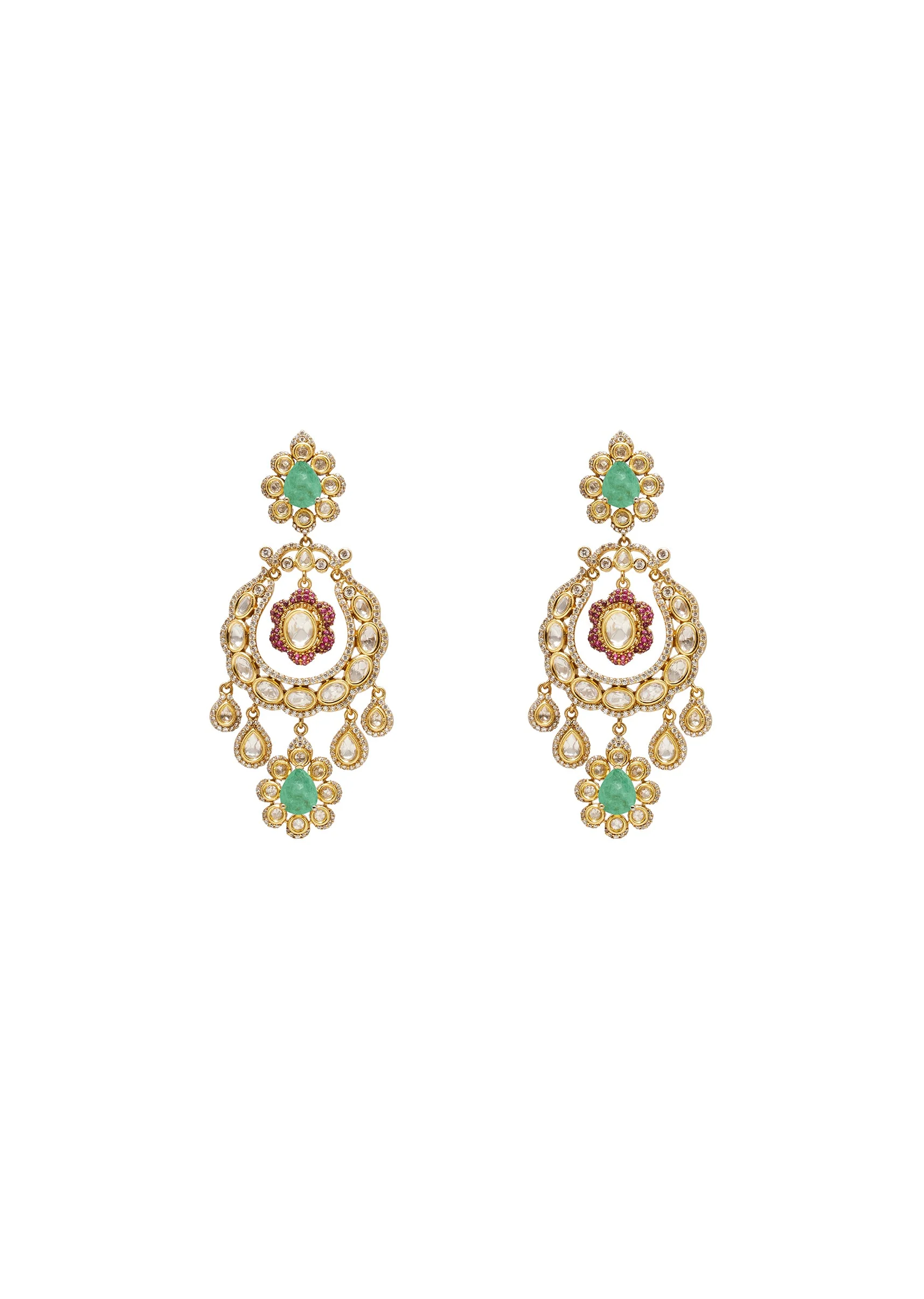 Mint Green Polki Choker Necklace Set - Image 4