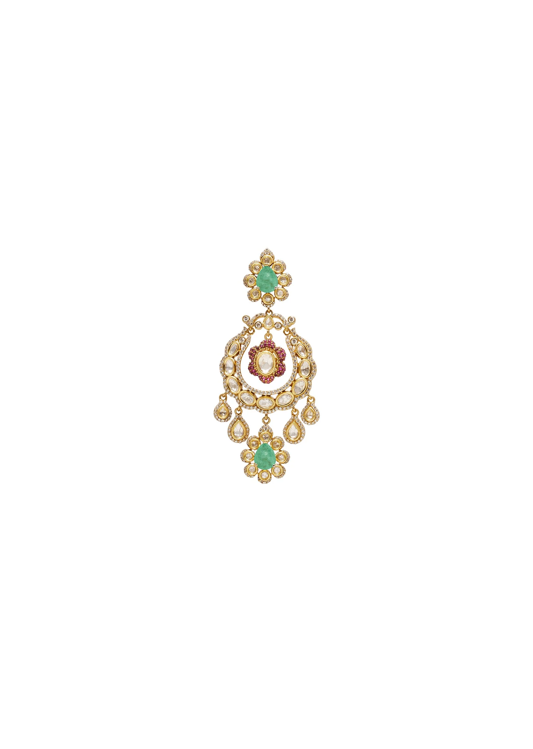 Mint Green Polki Choker Necklace Set - Image 5