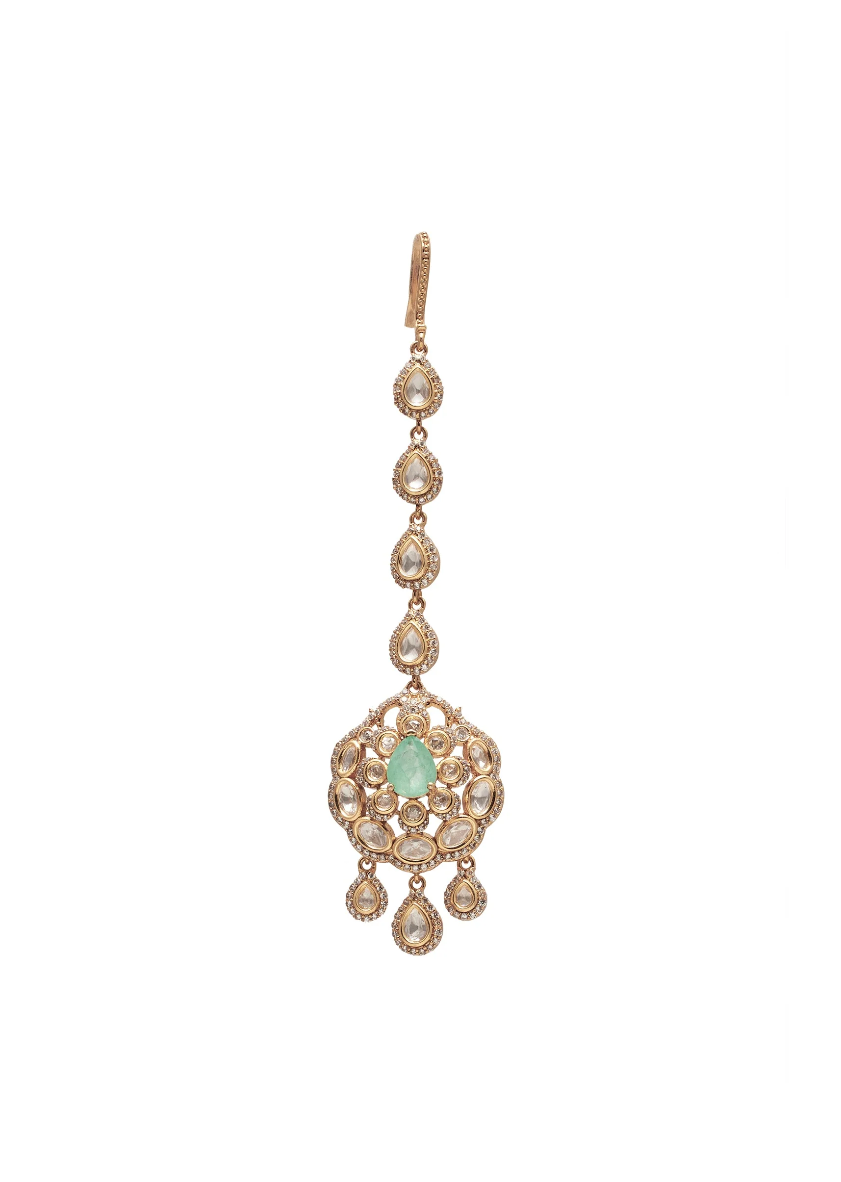 Mint Green Polki Choker Necklace Set - Image 6