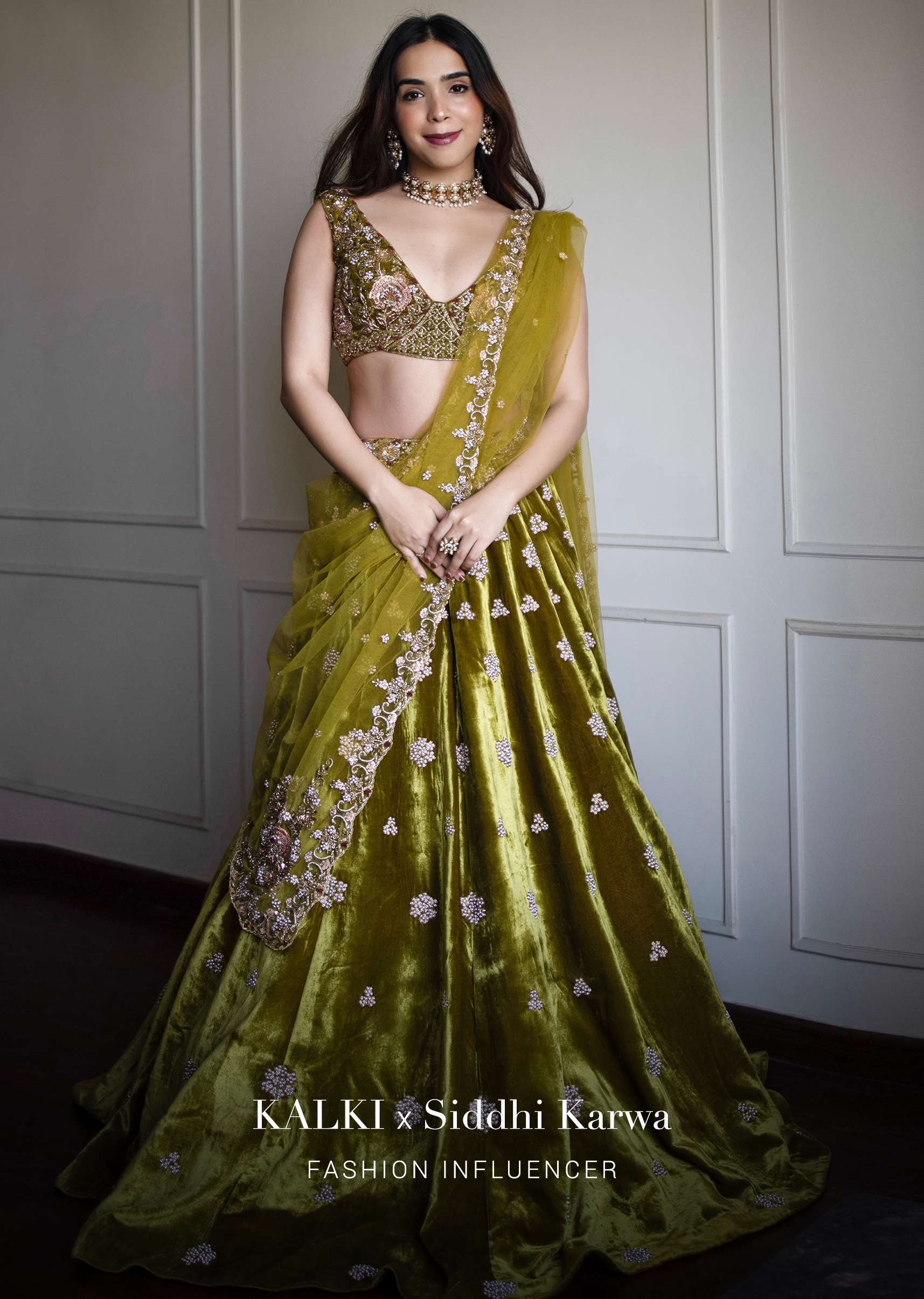 Moss Green Lehenga Choli With Multi Colored Hand Embroidered Floral Buttis - Image 8