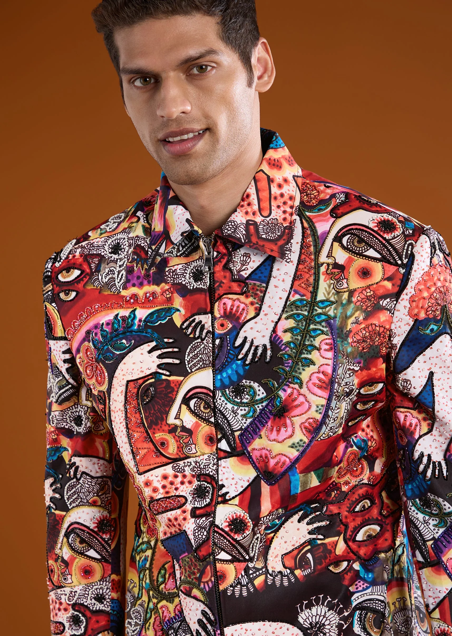 Multi Bomber Jacket with Cutdana Work - Image 2