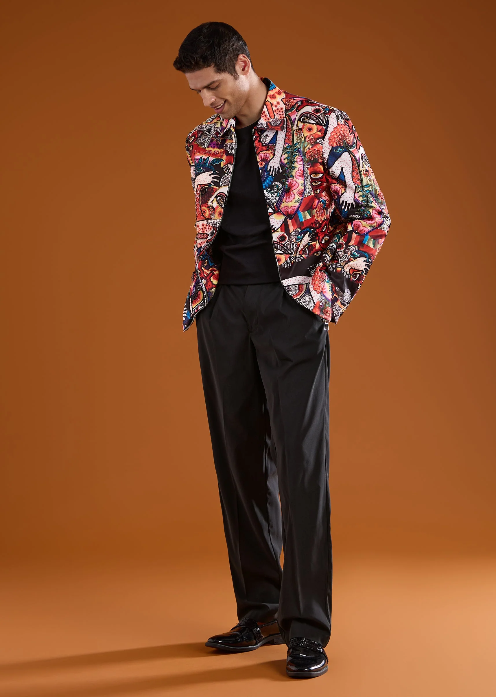 Multi Bomber Jacket with Cutdana Work - Image 3