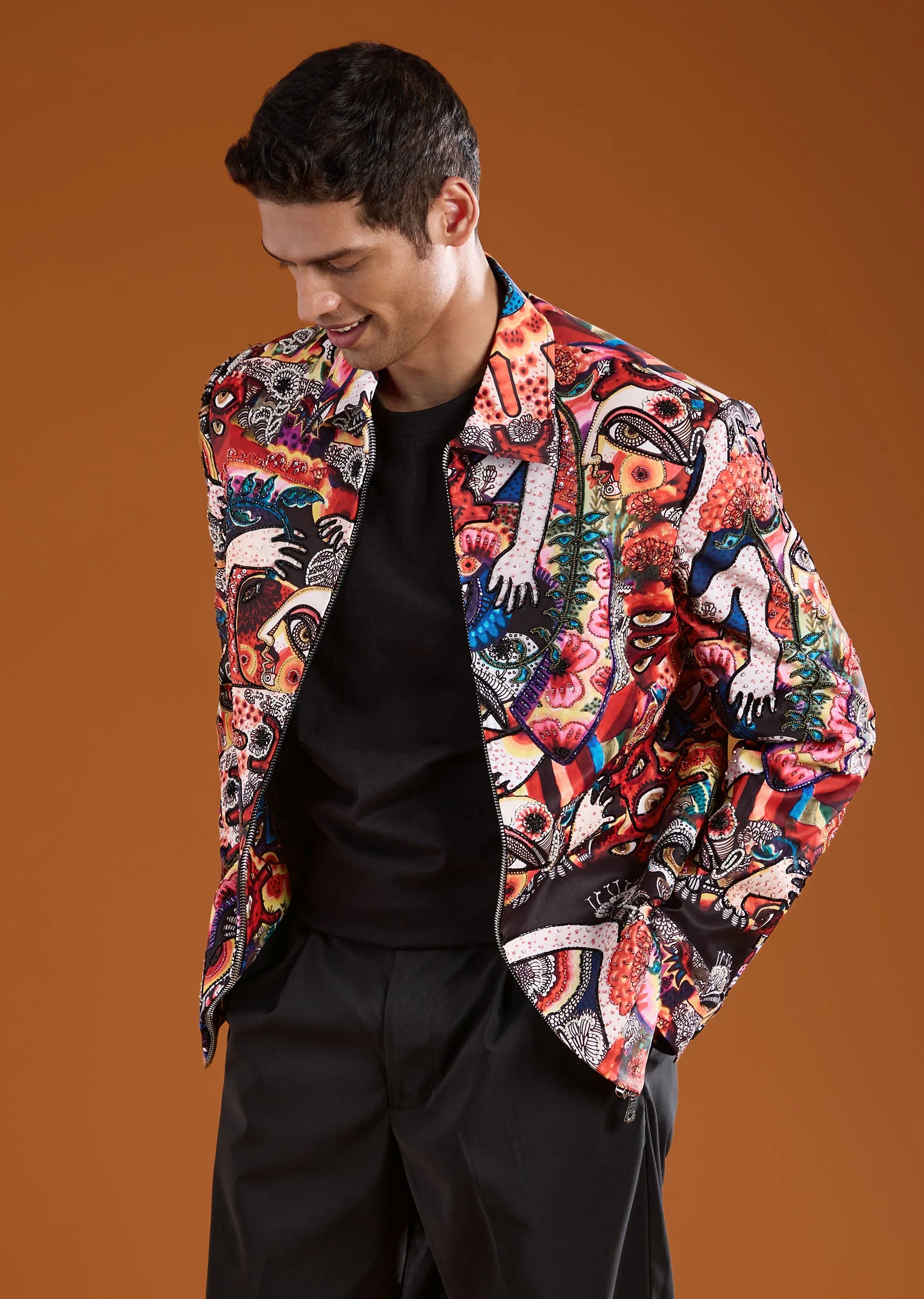 Multi Bomber Jacket with Cutdana Work - Image 4