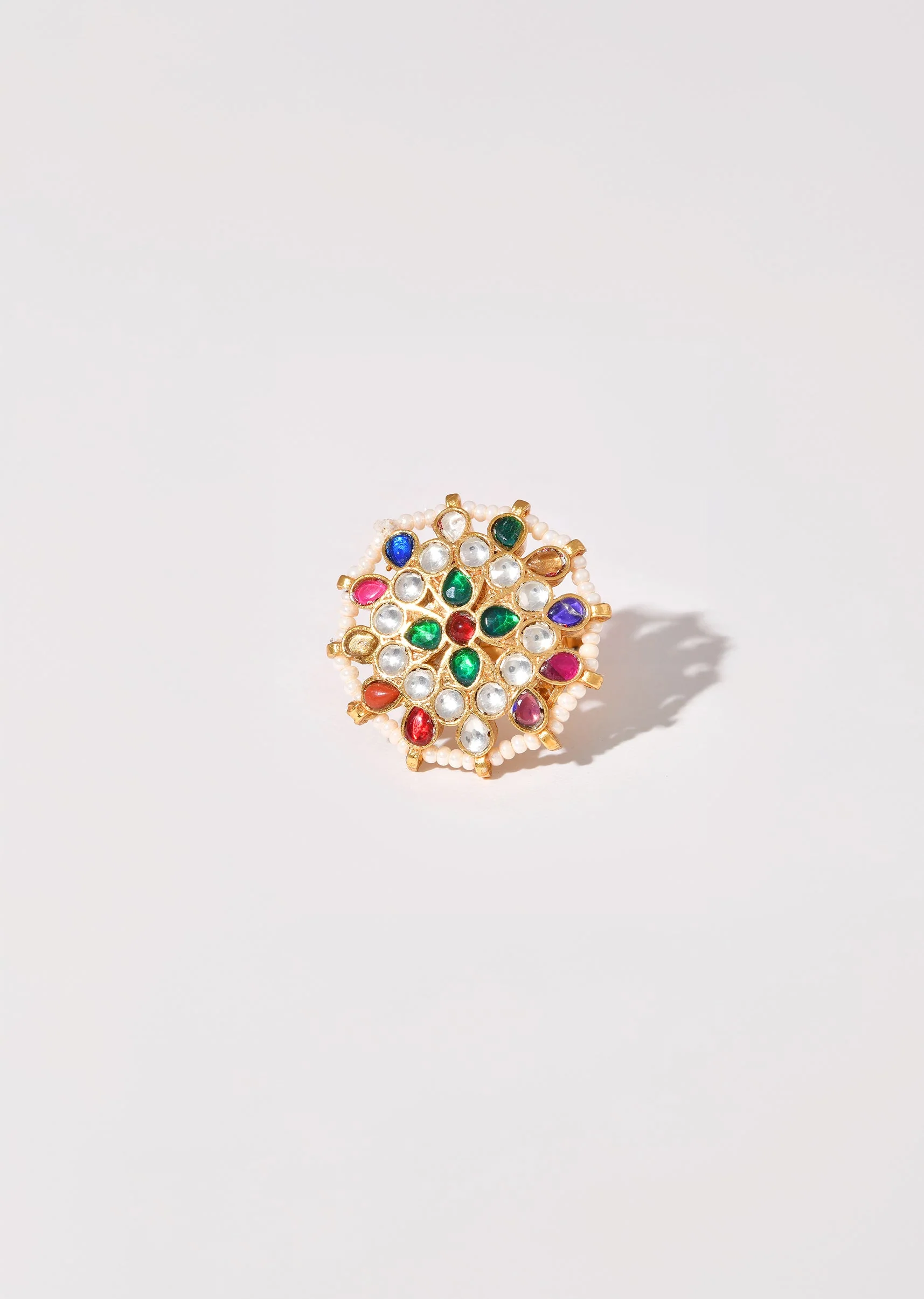 Multi Circular Kundan Embellished Ring - Image 2