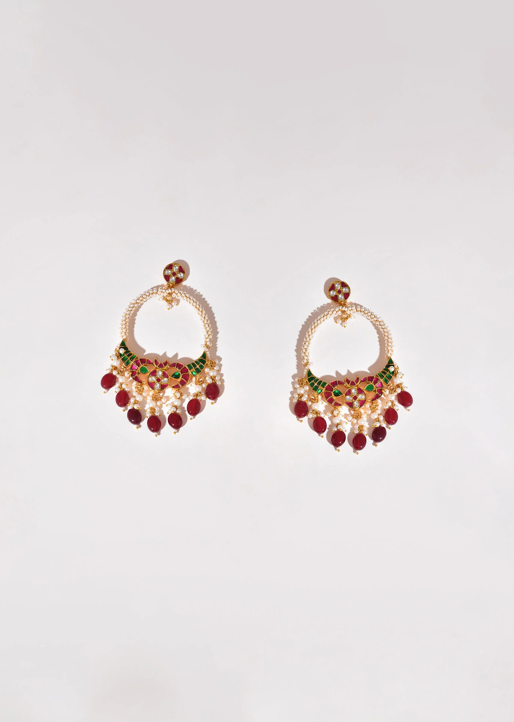 Multi color Earrings With Pachi Kundan - Image 2