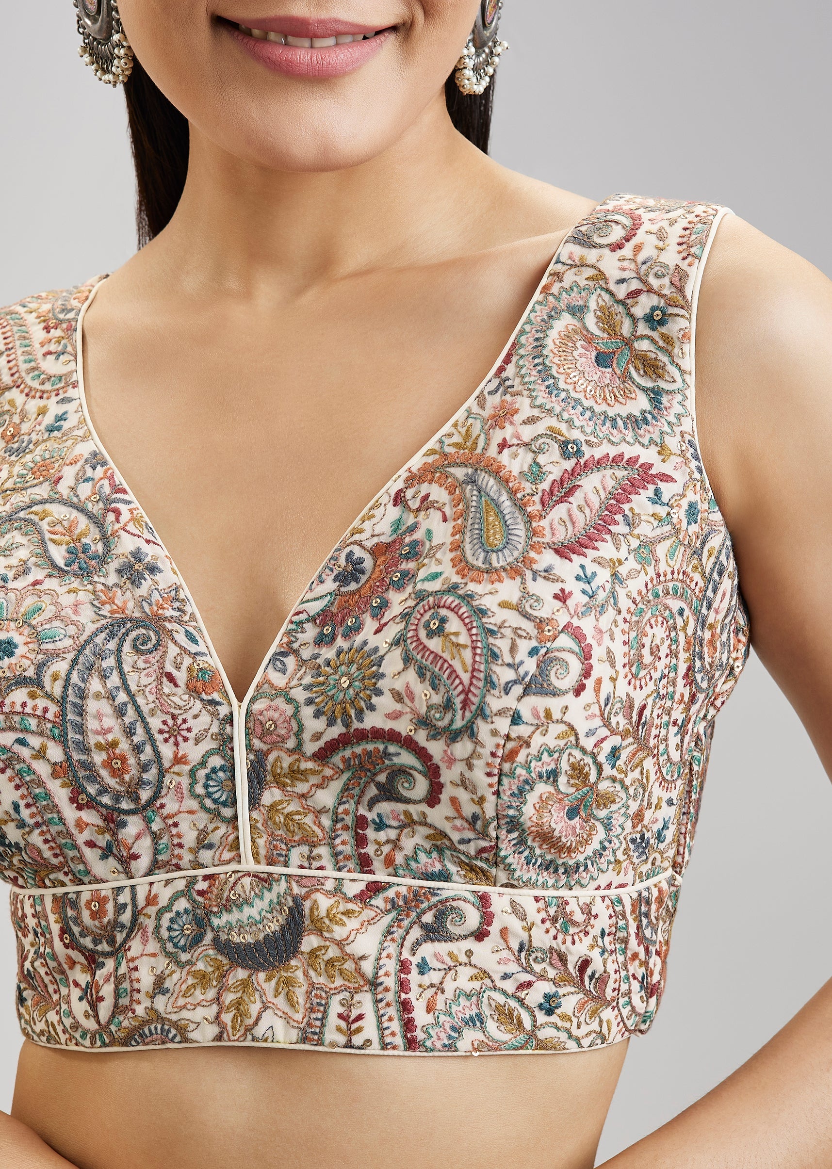 Multi Colour Embroidered Georgette Blouse - Image 3