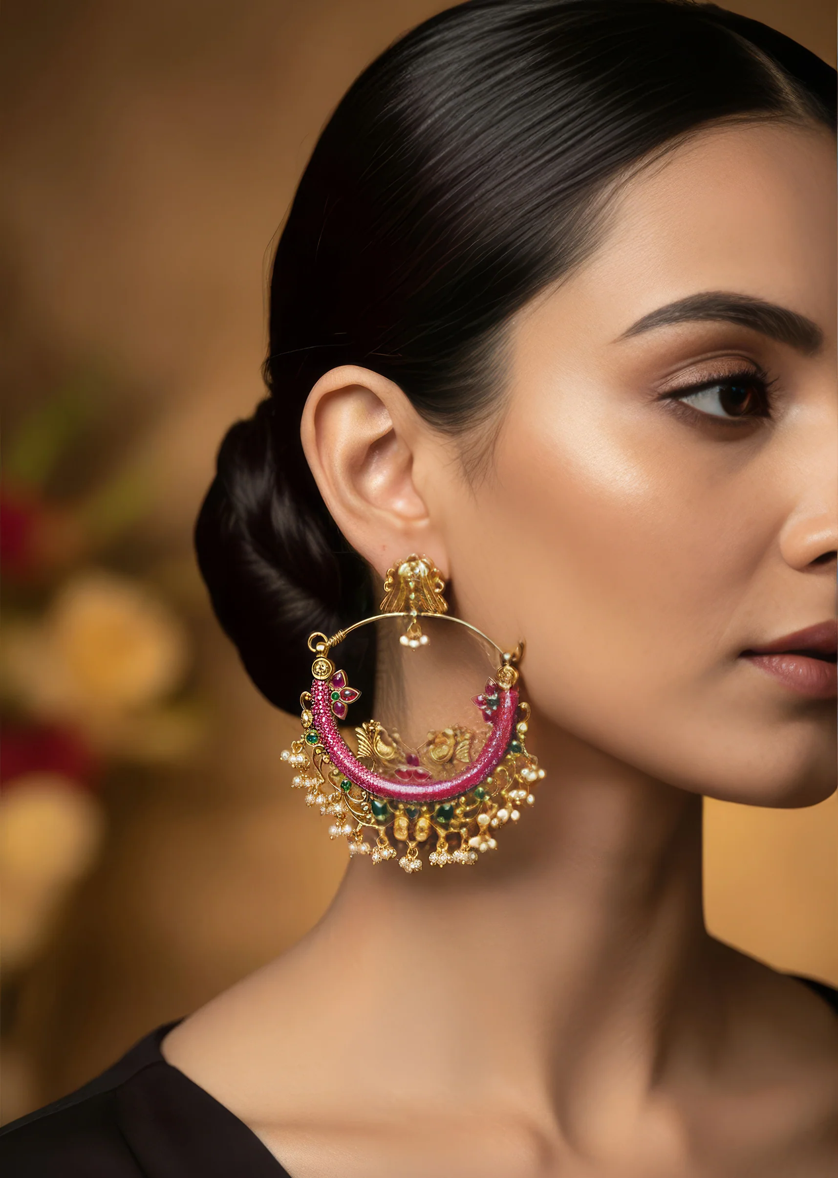 Multi Coloured Gold Necklace for Festive Wear