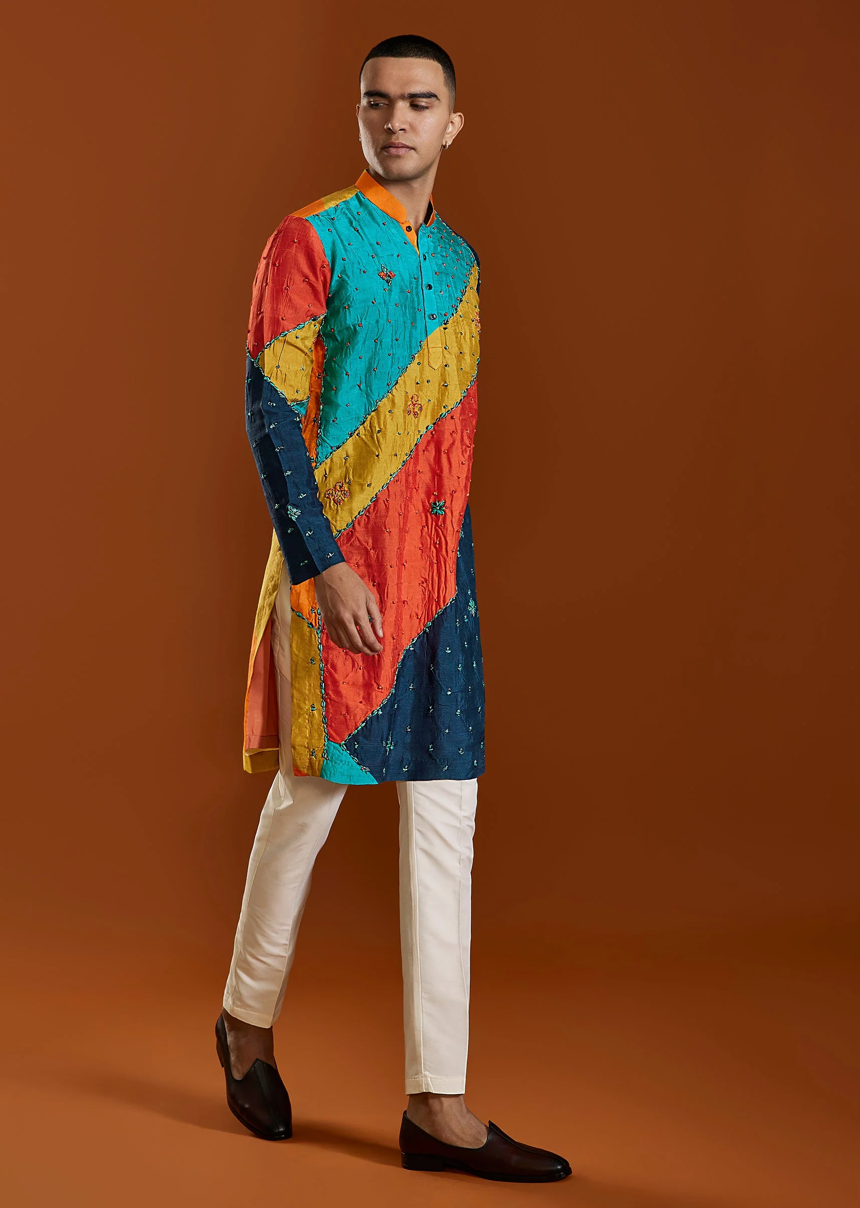 Multi Embroidered Viscose Kurta Set - Image 3