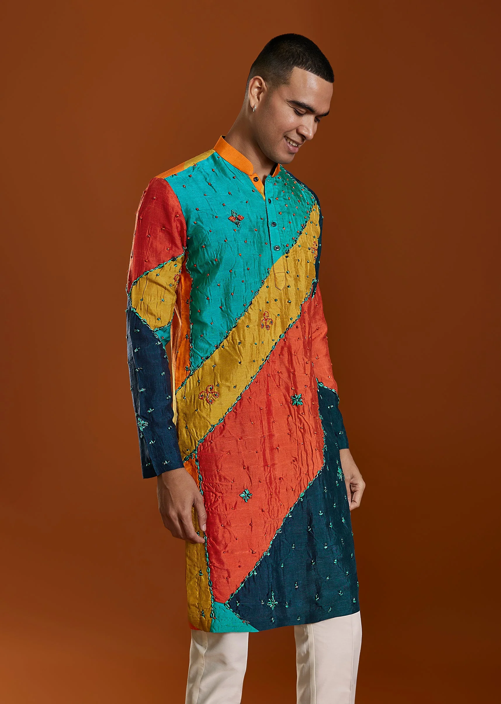 Multi Embroidered Viscose Kurta Set - Image 4