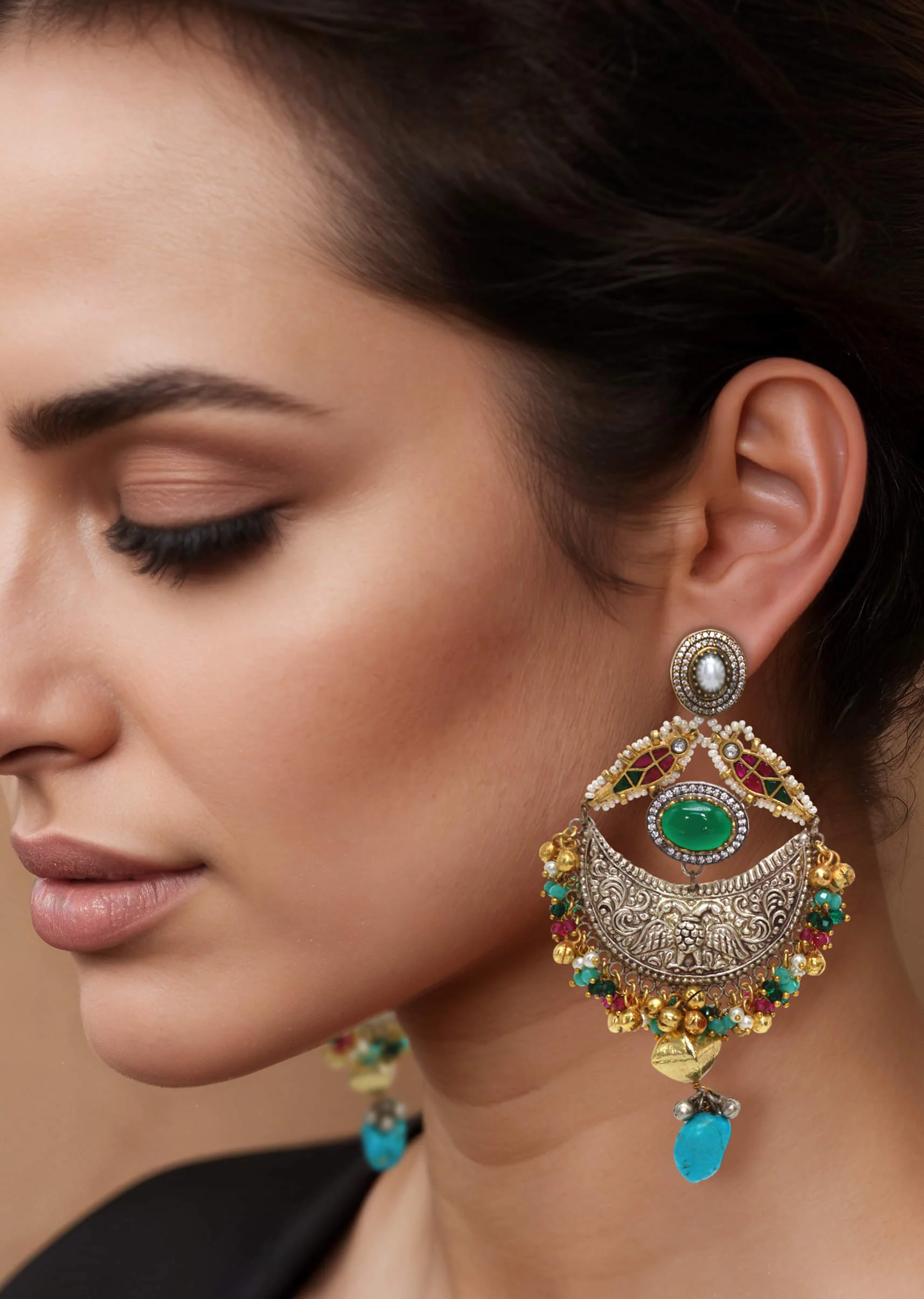 Multi Fusion Chandbali Danglers