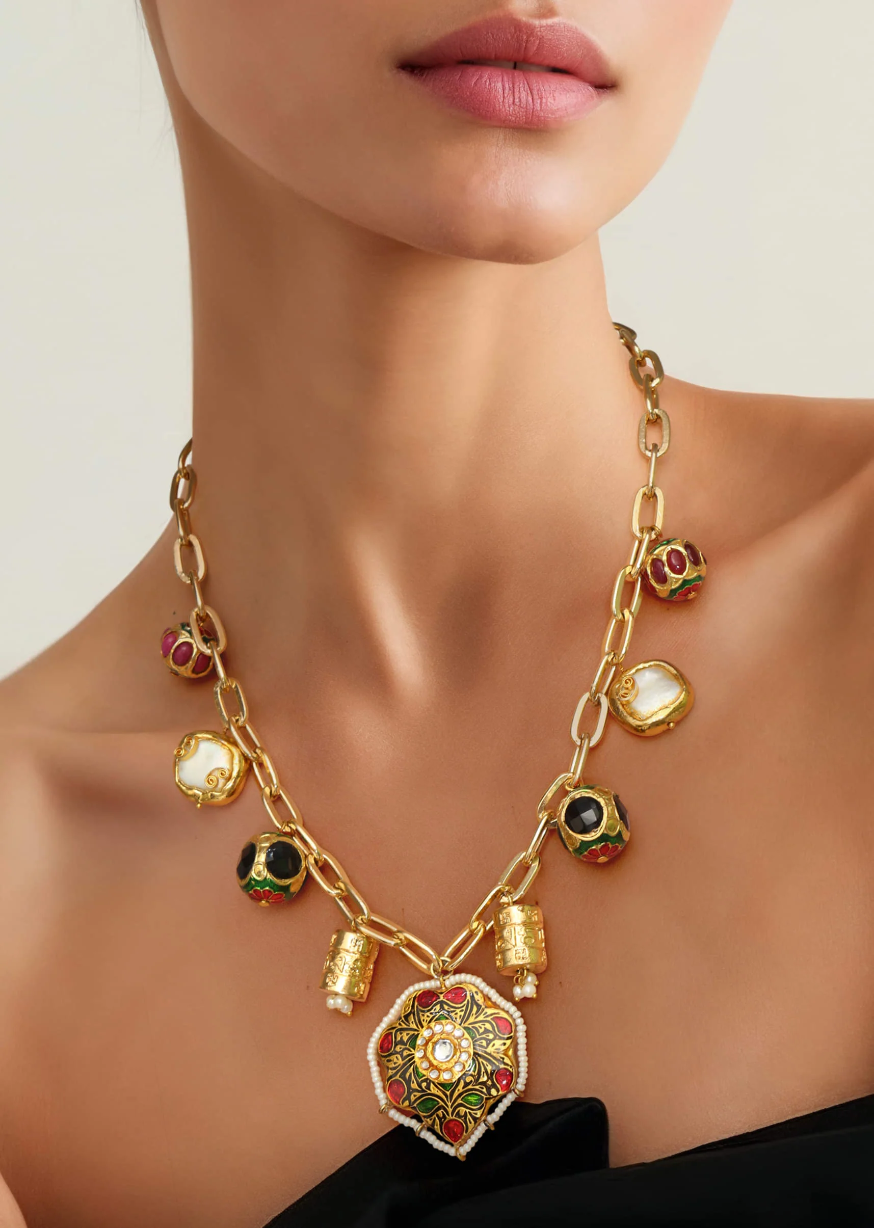 Multi Fusion Pendant Drop Necklace