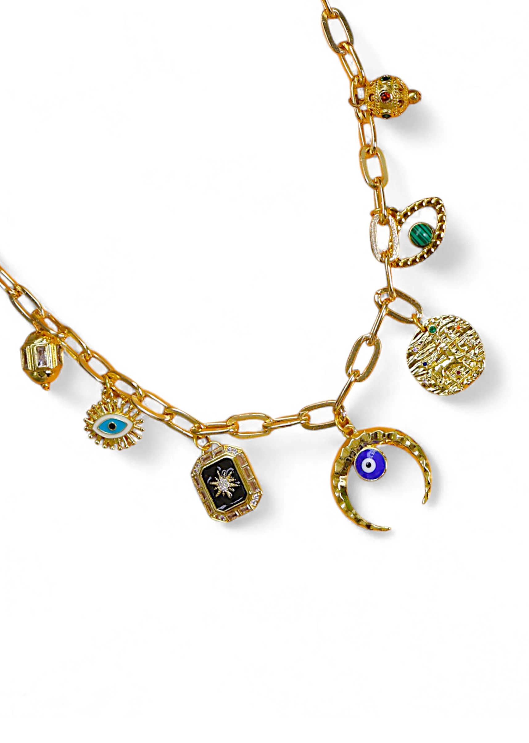 Multi Fusion Pendant Drop Stone Encrusted Necklace - Image 3