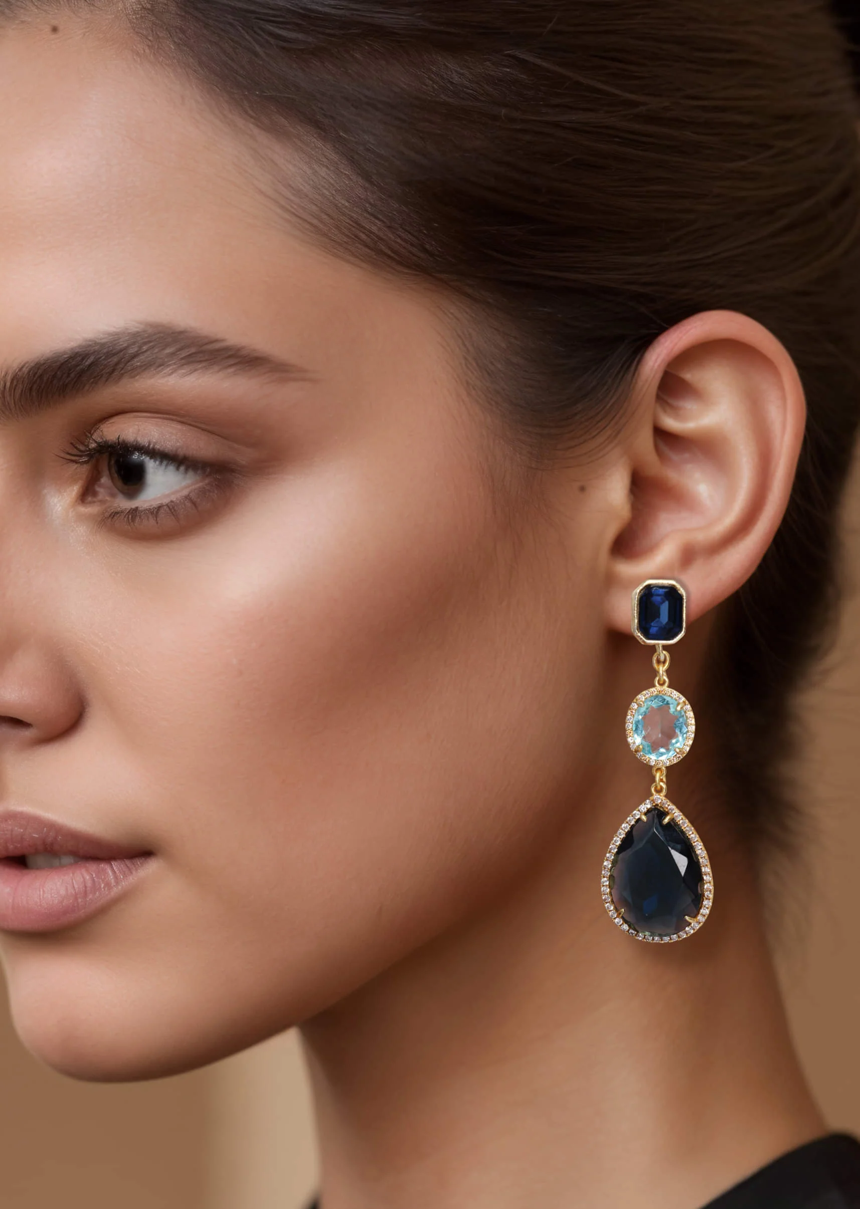 Multi Fusion Tiered Teardrop Earrings