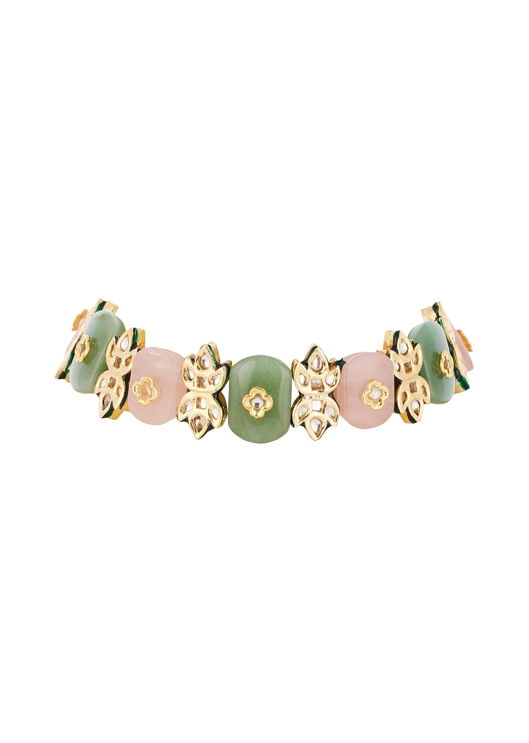 Multi Green And Baby Pink Necklace Set For Women - Image 2