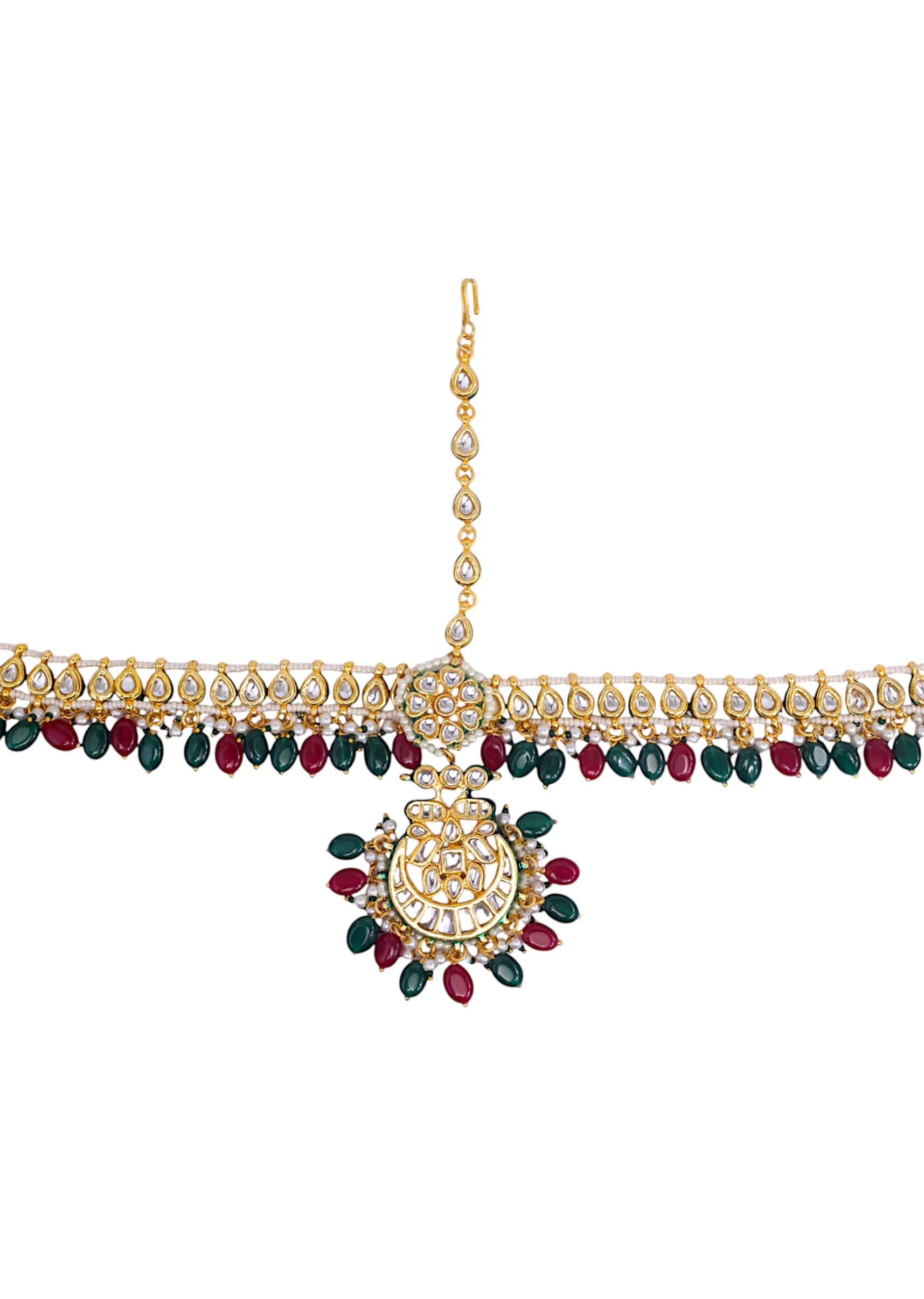 Multi Kundan Bead Drop Mathapatti - Image 3