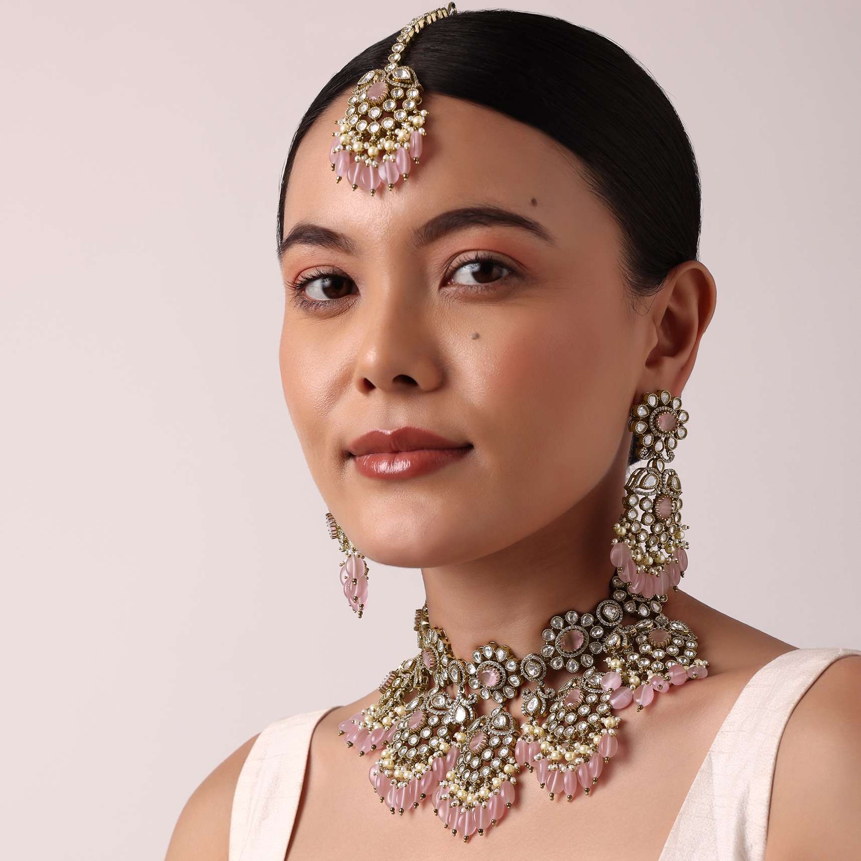 Multi Kundan Bridal Choker Pendant Set - Image 10
