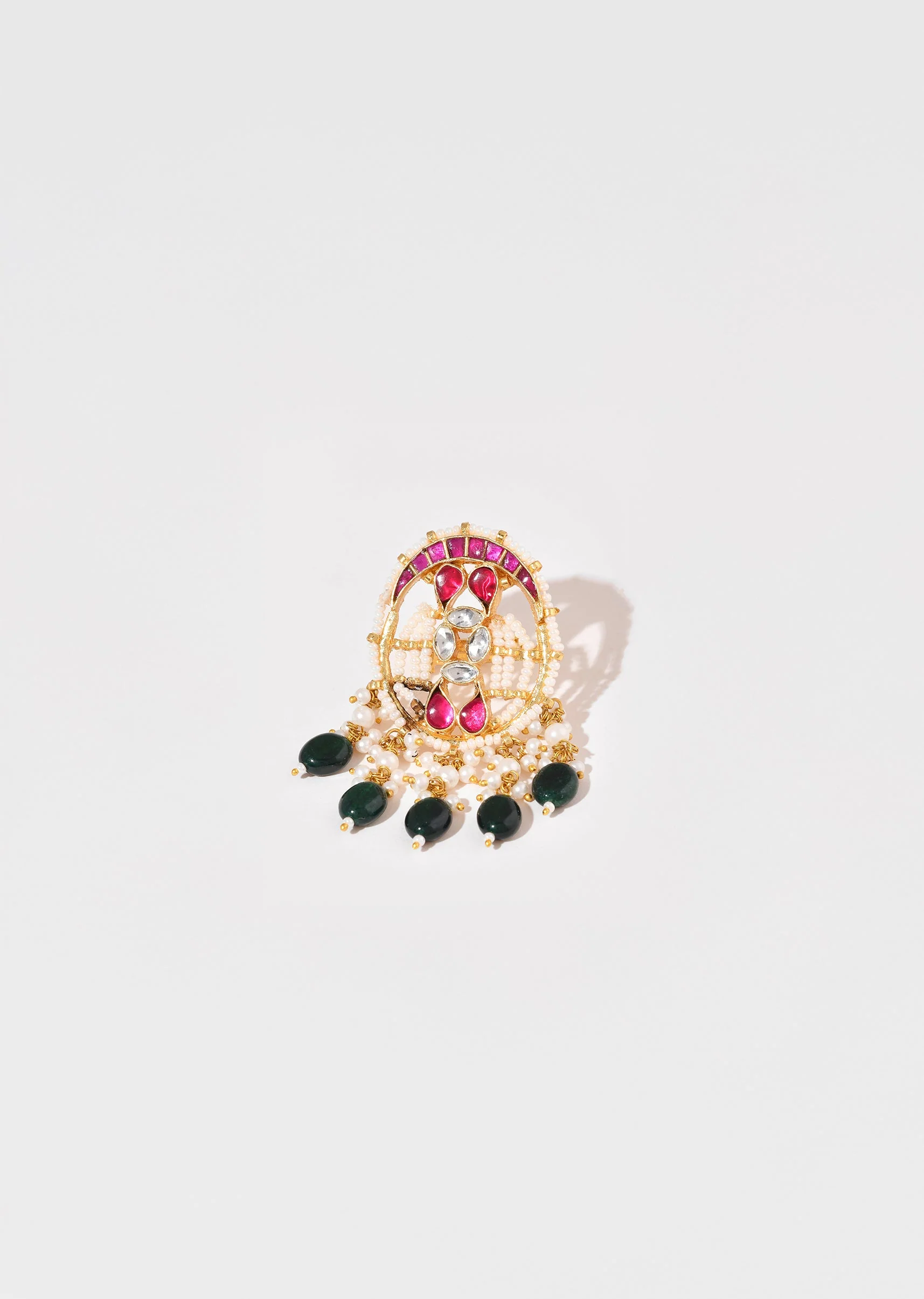 Multi Kundan Cluster Bead Drop Statement Ring - Image 2