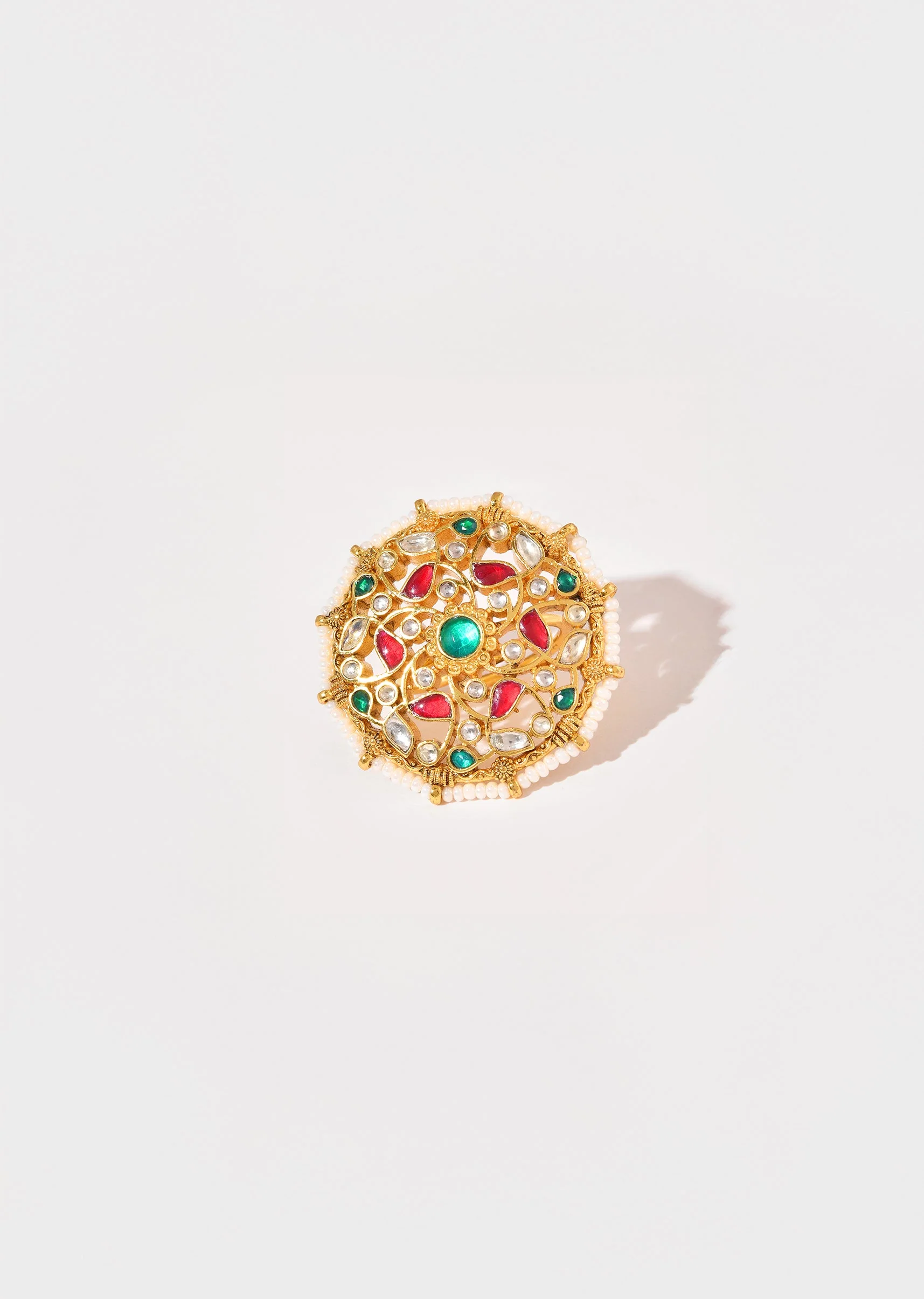 Multi Kundan Encrusted Circular Ring - Image 2