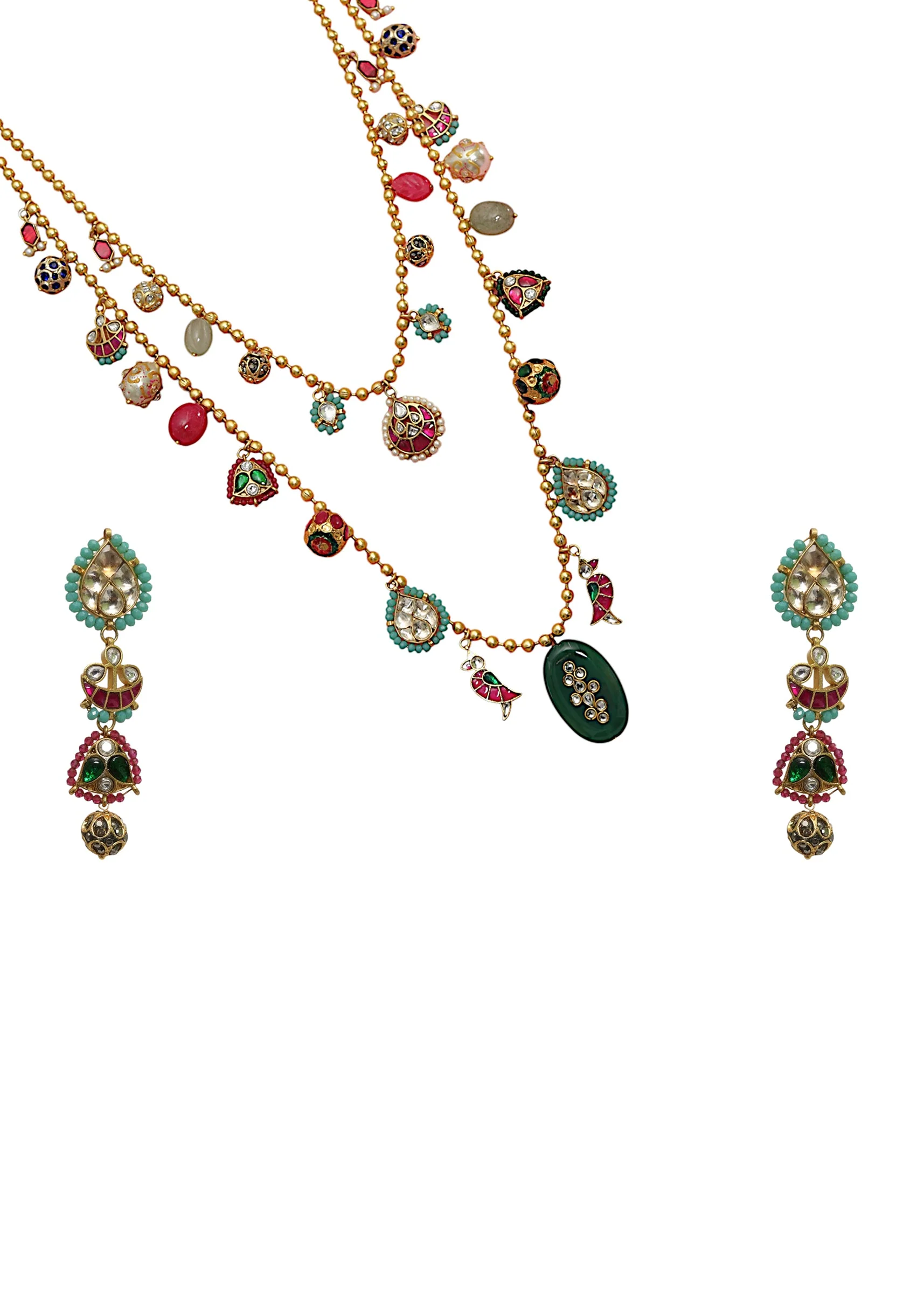 Multi Layered Kundan Necklace and Earring Set - Image 3