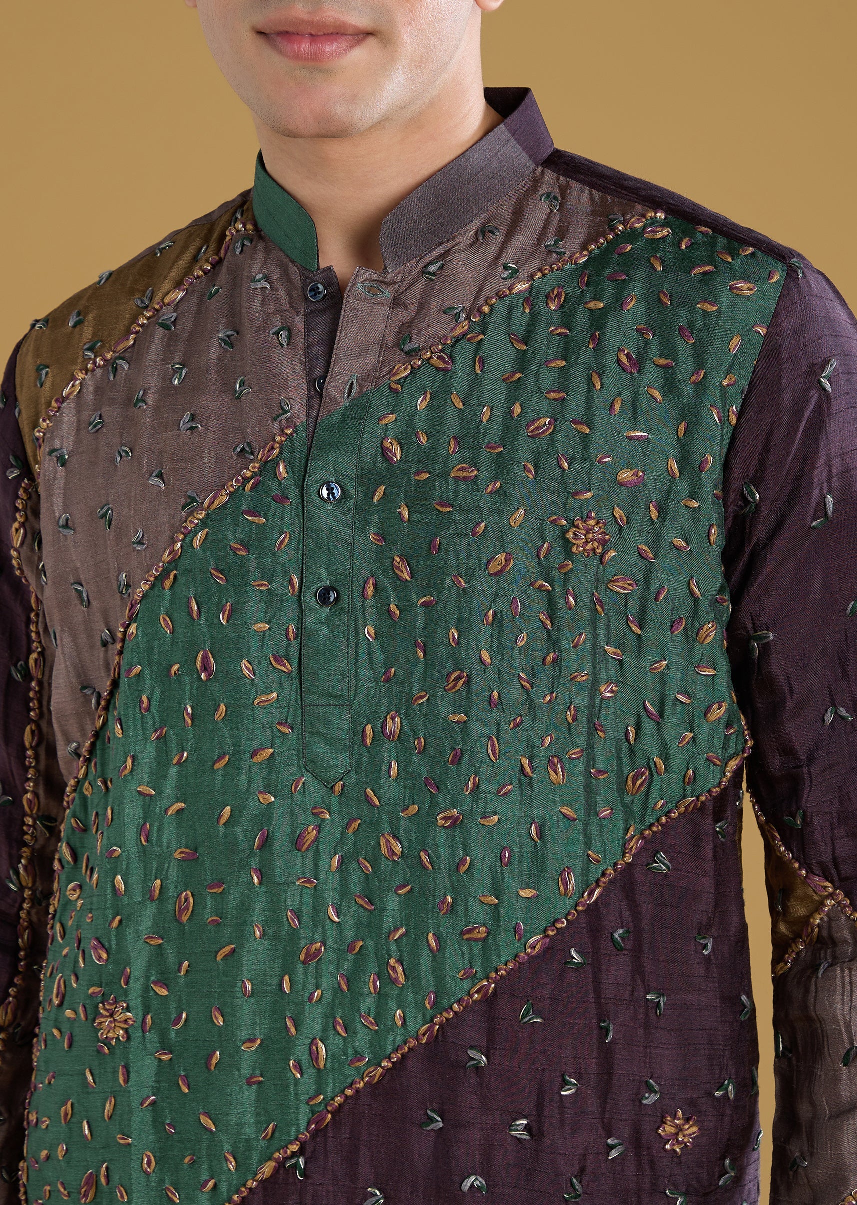 Multi Mens Kurta Set With Thread Detail - Image 2