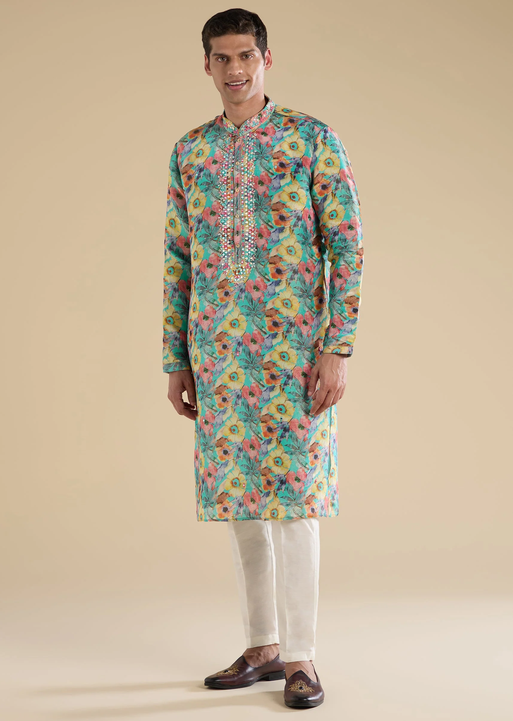 Multi Mirror Embellished Kurta Set