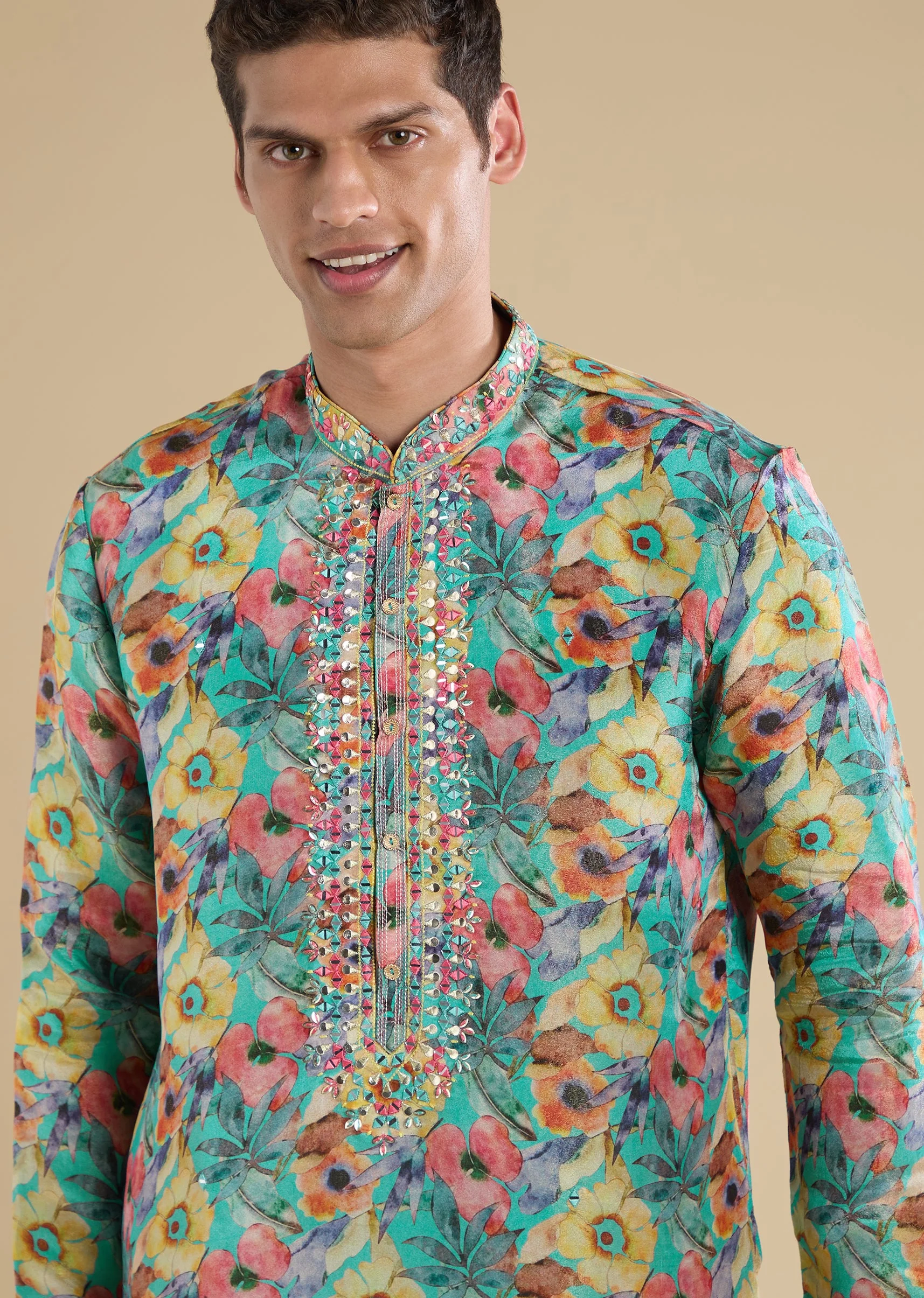 Multi Mirror Embellished Kurta Set - Image 2