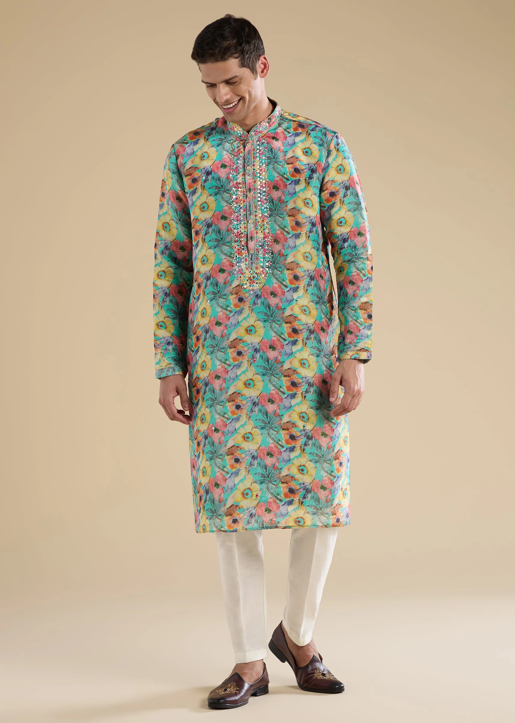 Multi Mirror Embellished Kurta Set - Image 3