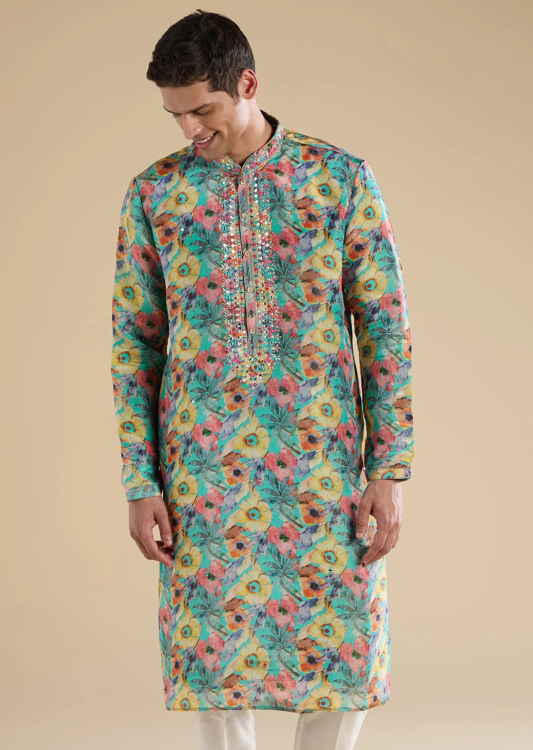 Multi Mirror Embellished Kurta Set - Image 4