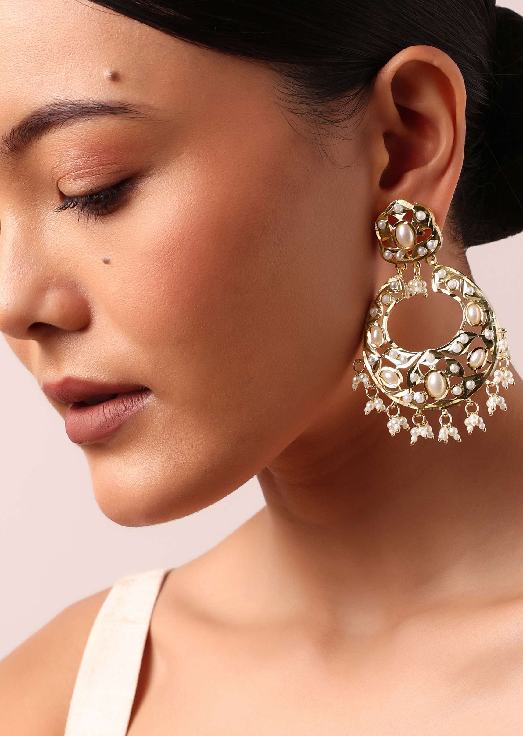 Multi Mix Metal Tone Kundan Bead Danglers