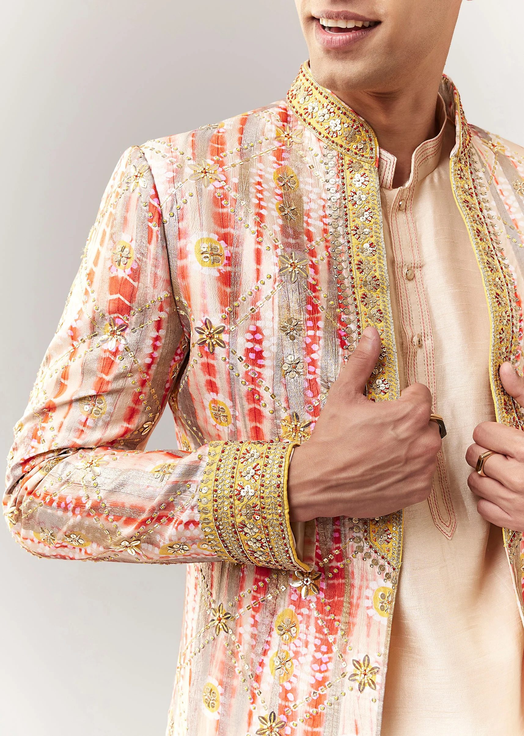 Multi Silk Indo Western With Resham And Zardosi Work - Image 2