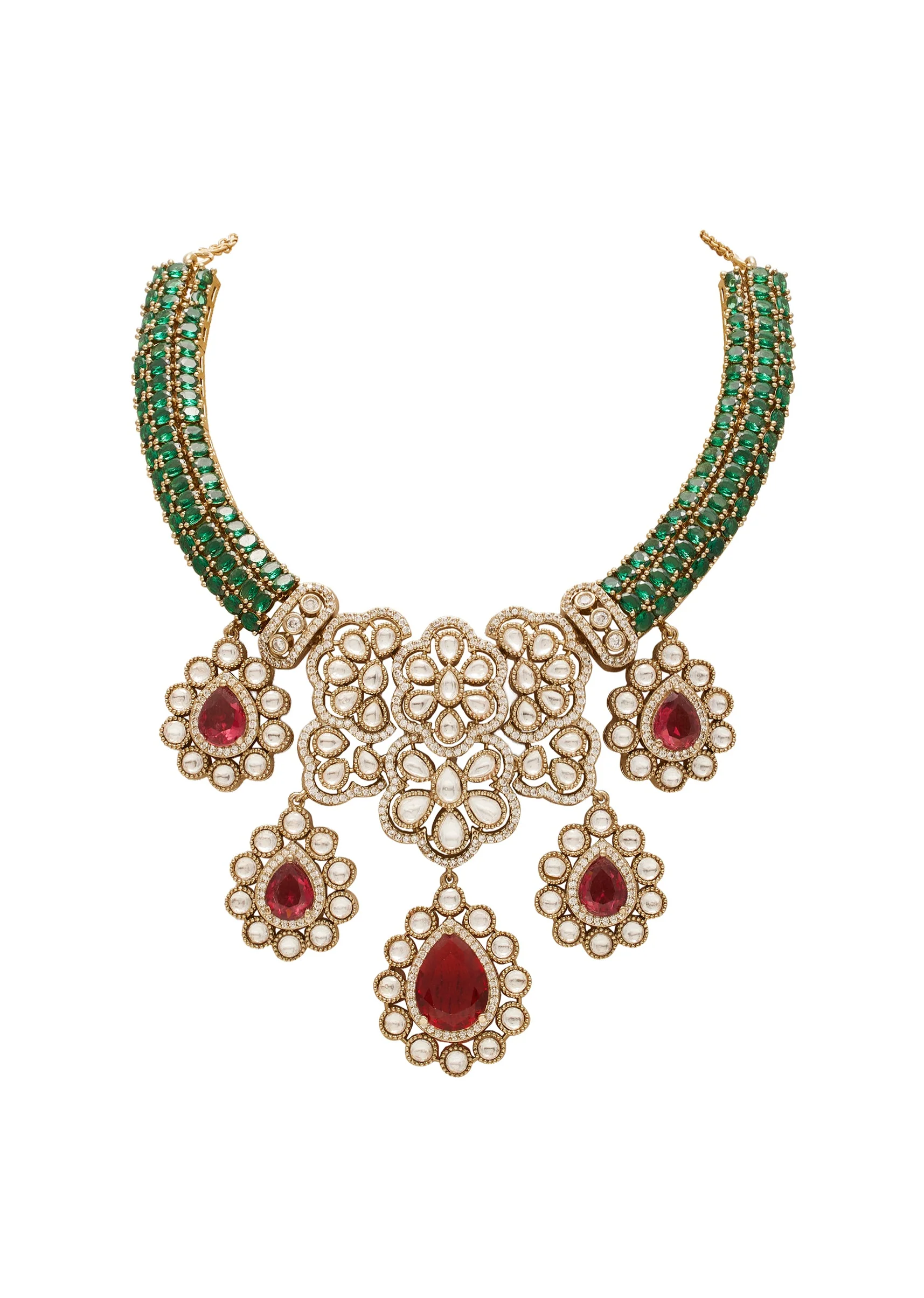 Multi-Stone Bridal Necklace Set - Image 3