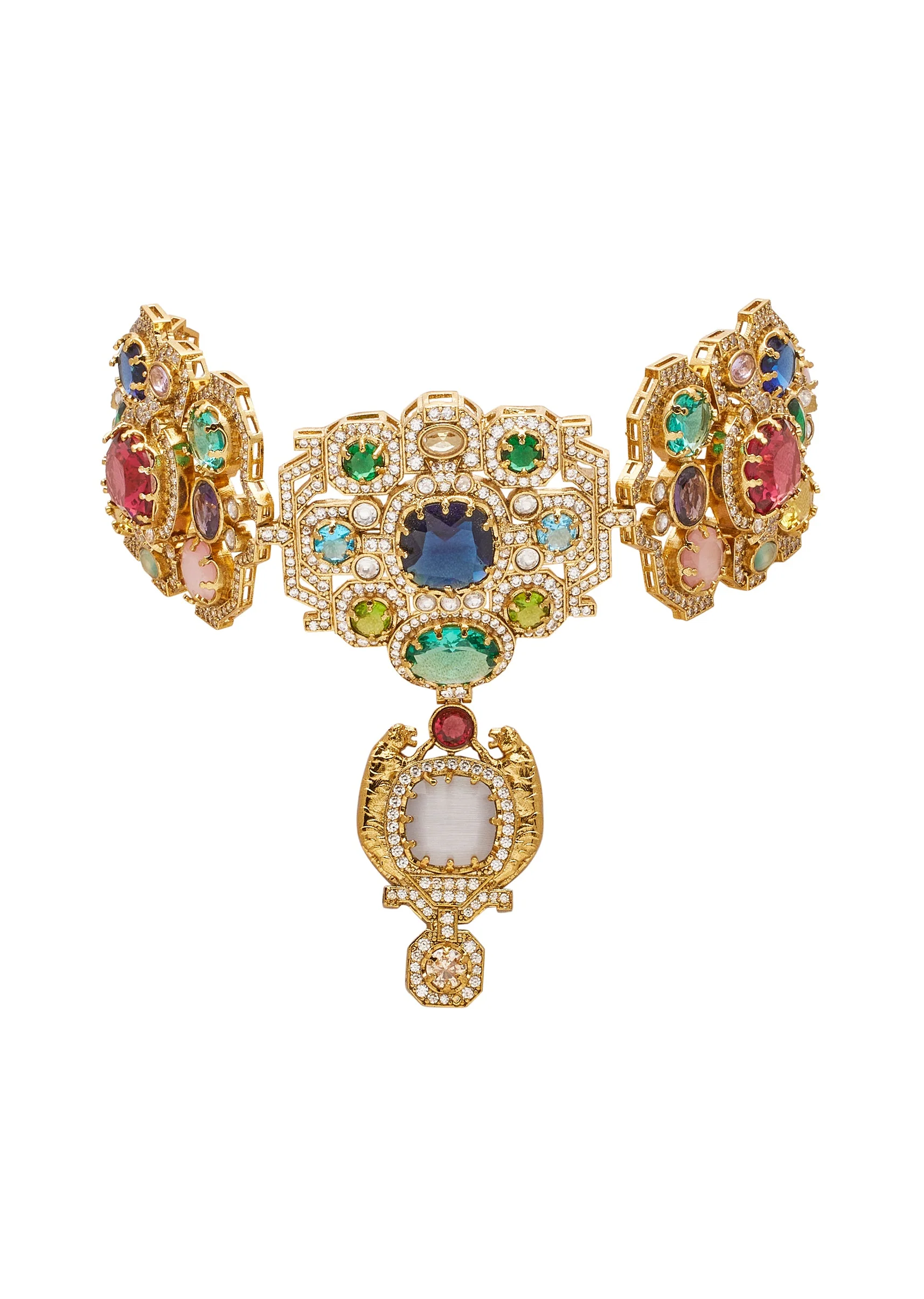 Multi Stone Embellished Necklace Set - Image 3