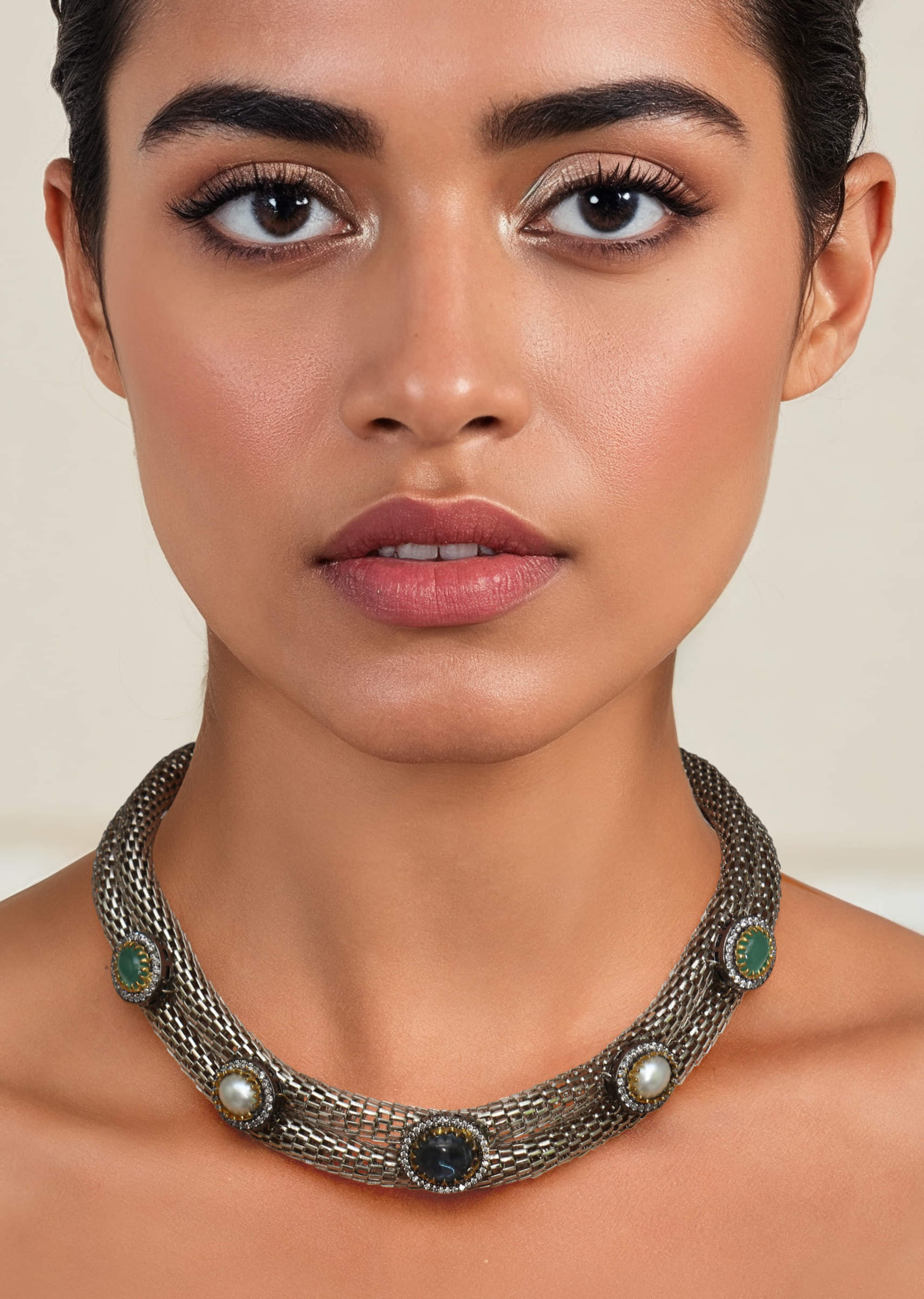 Multi Stone Encrusted Necklace