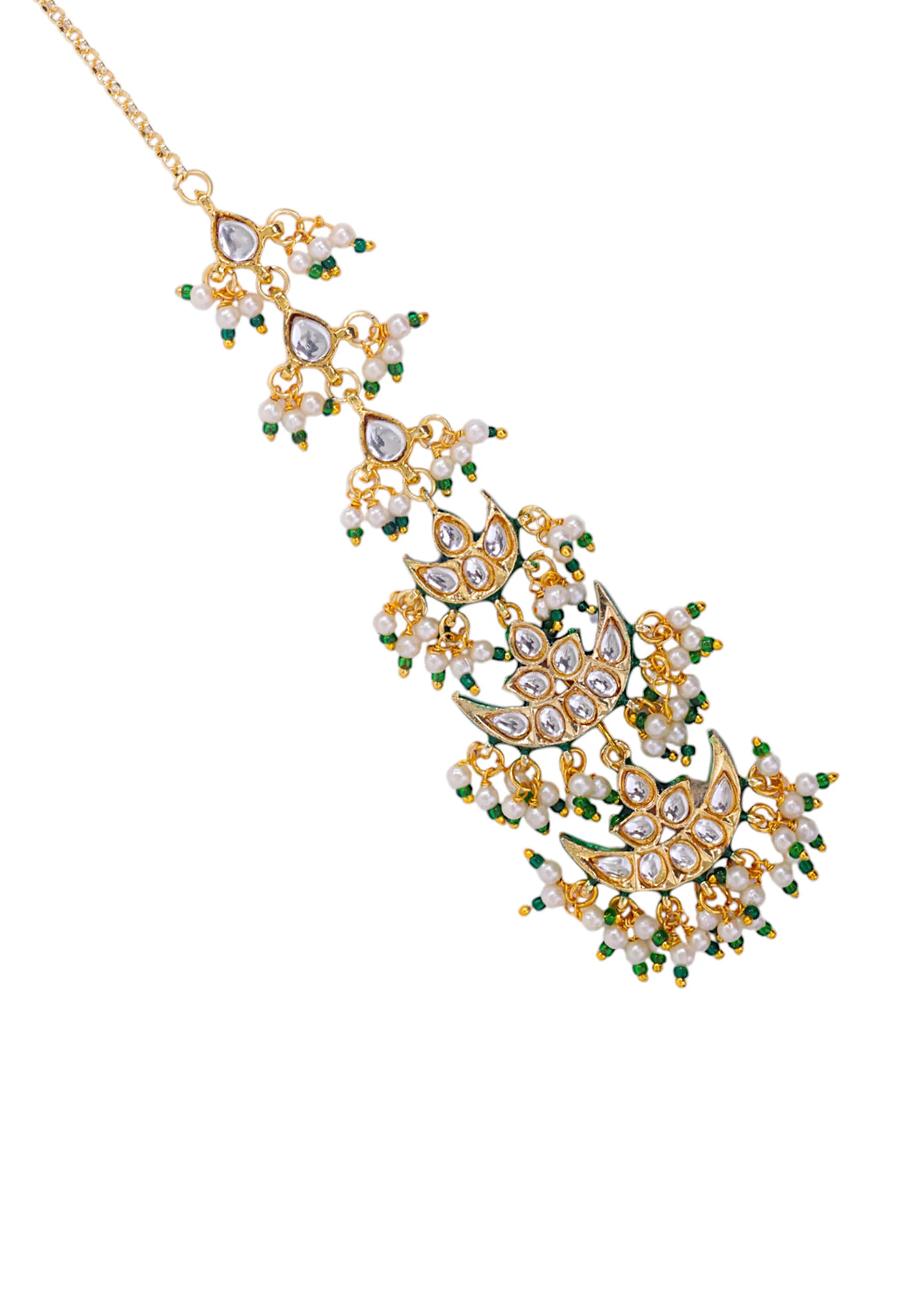 Multi Tiered Kundan Bead Drop Maangtikka - Image 2