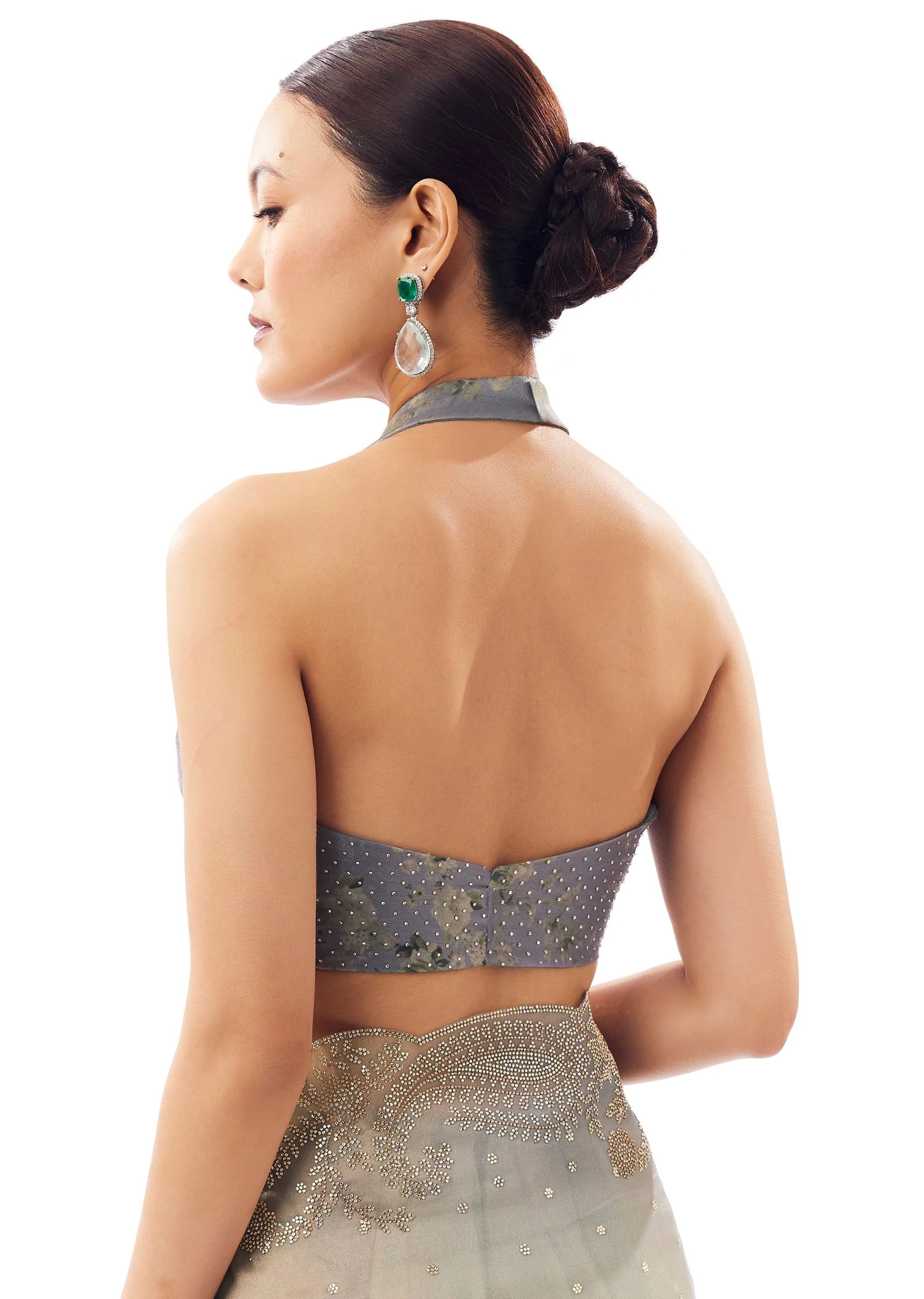 Multi Tissue Organza Stone Embellished Saree - Image 8