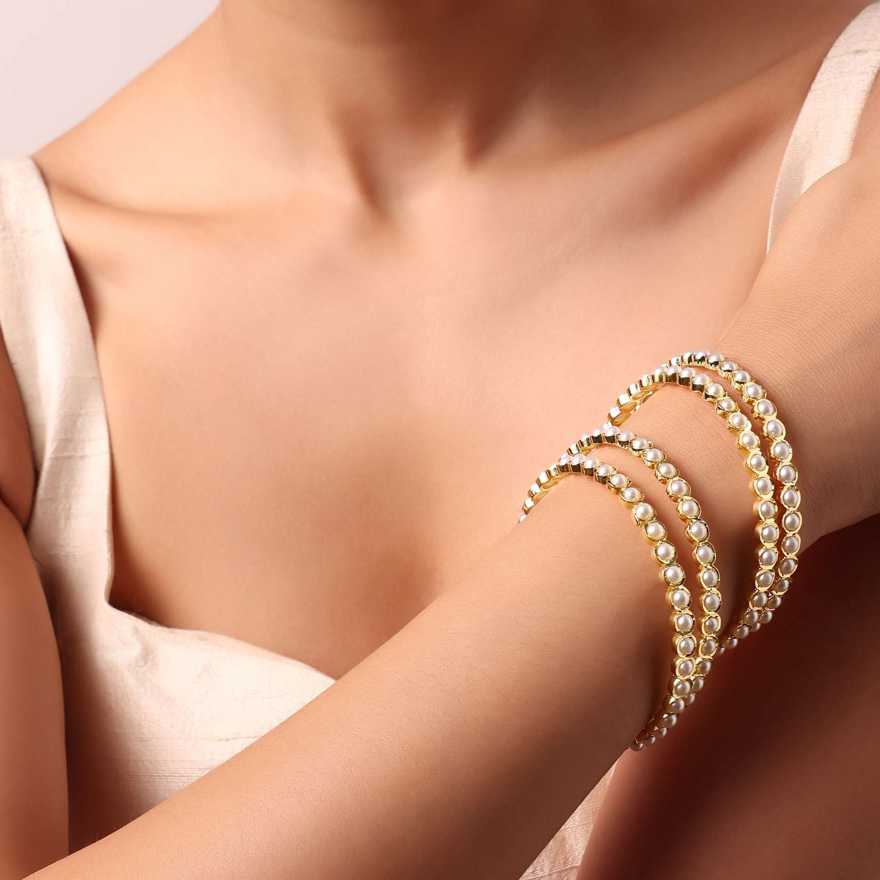 Multi Tone Bangle With Kundan Set of 4 - Image 2