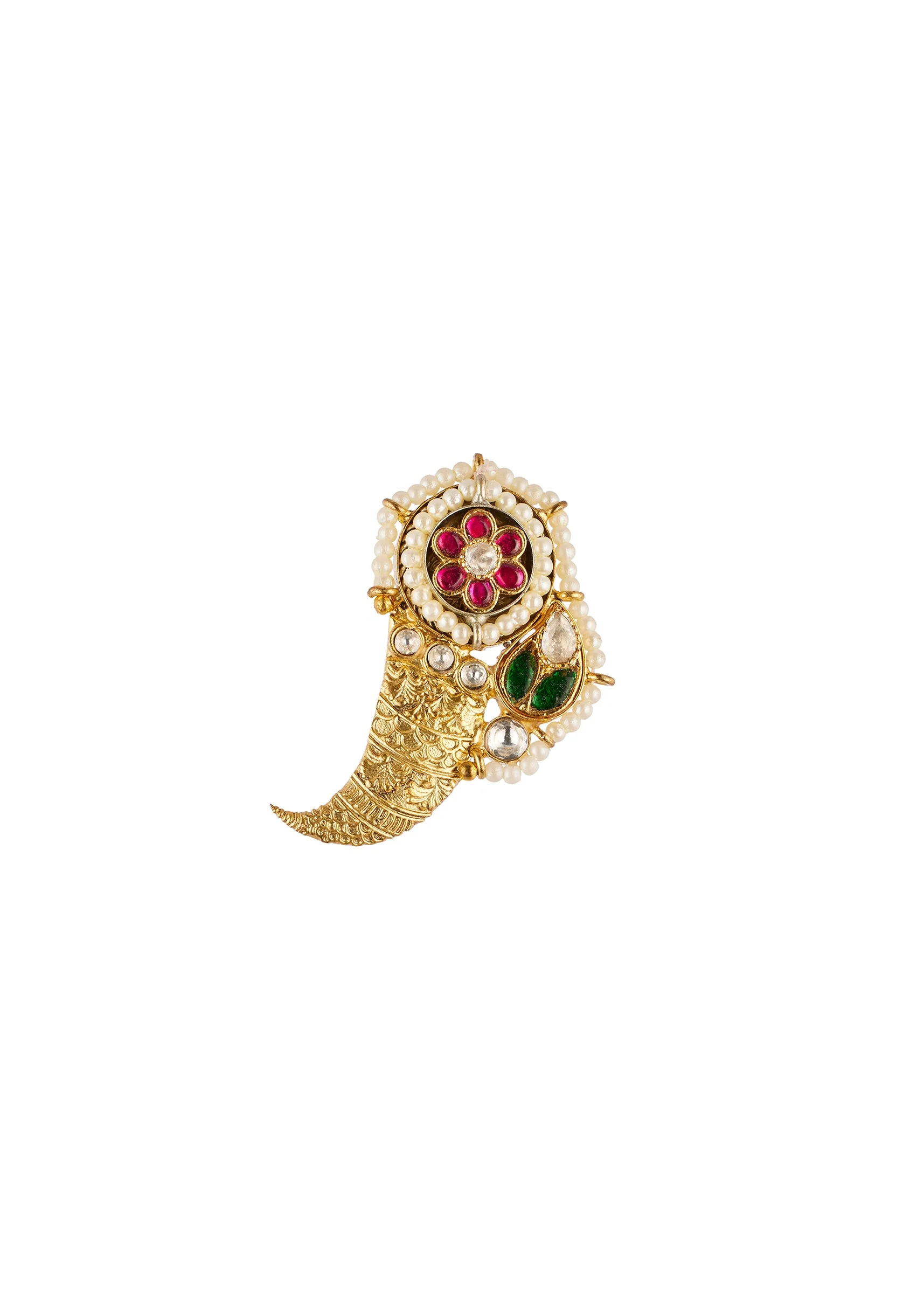 Multi Traditional Gold Kundan Jadau Ring with Stones - Image 2