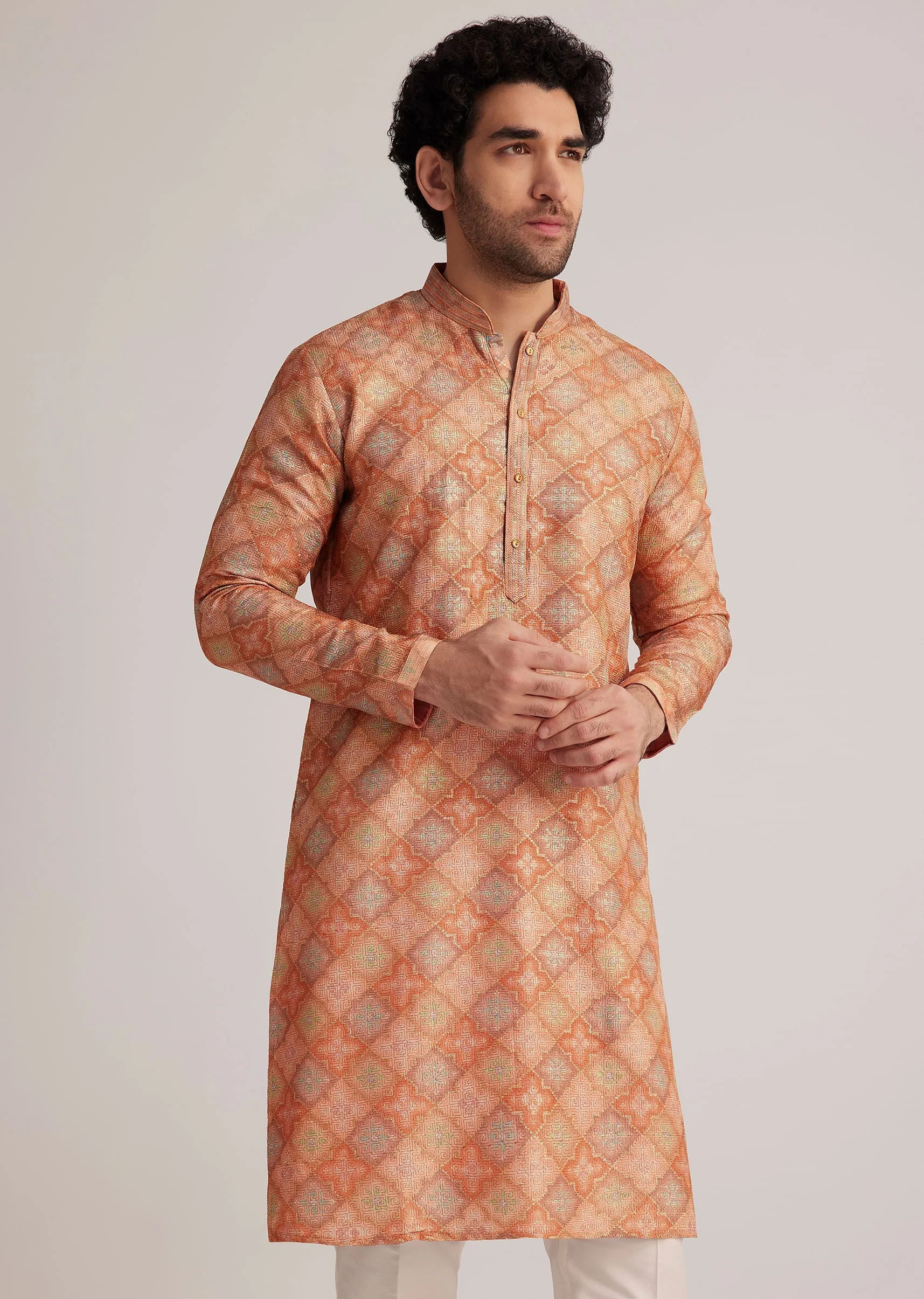 Multicolor Brocade Kurta Set - Image 3