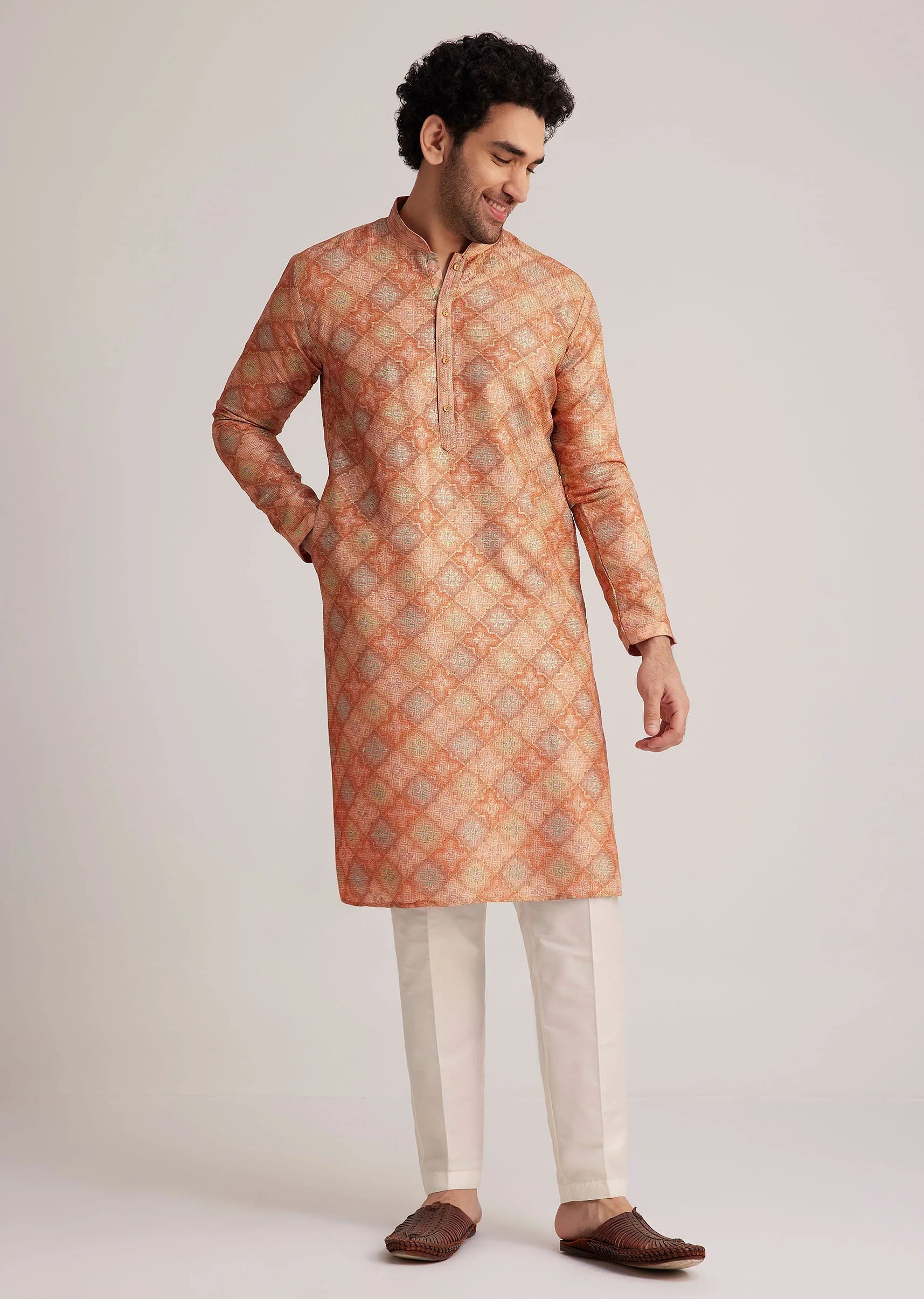 Multicolor Brocade Kurta Set - Image 4
