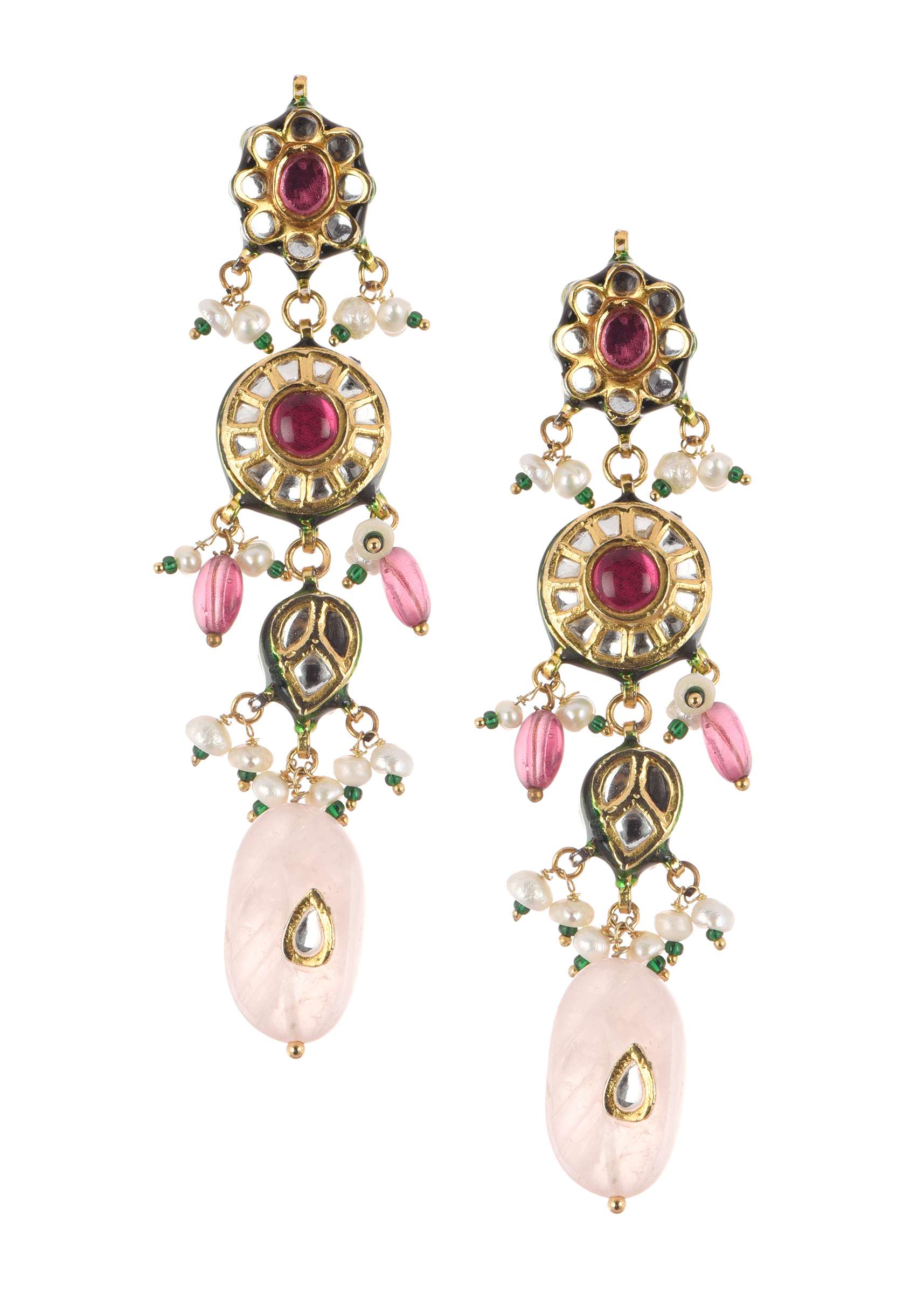 Multicolor Carved Beaded Choker Set In Gold Finish Mix Metal - Image 4