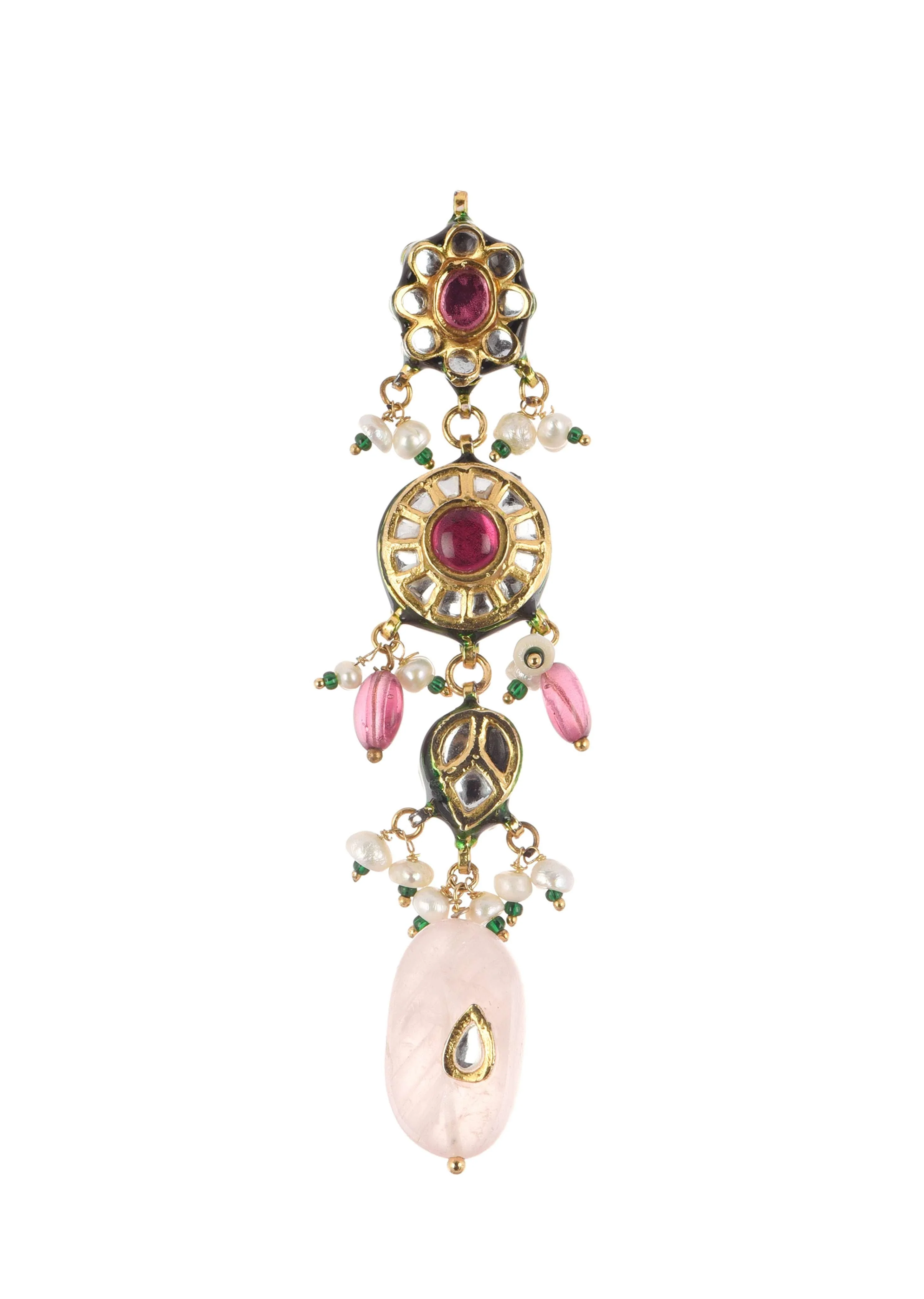 Multicolor Carved Beaded Choker Set In Gold Finish Mix Metal - Image 5