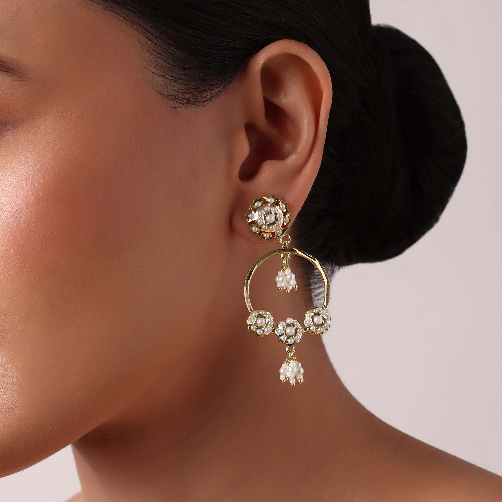 Multicolor Floral Kundan Danglers - Image 4