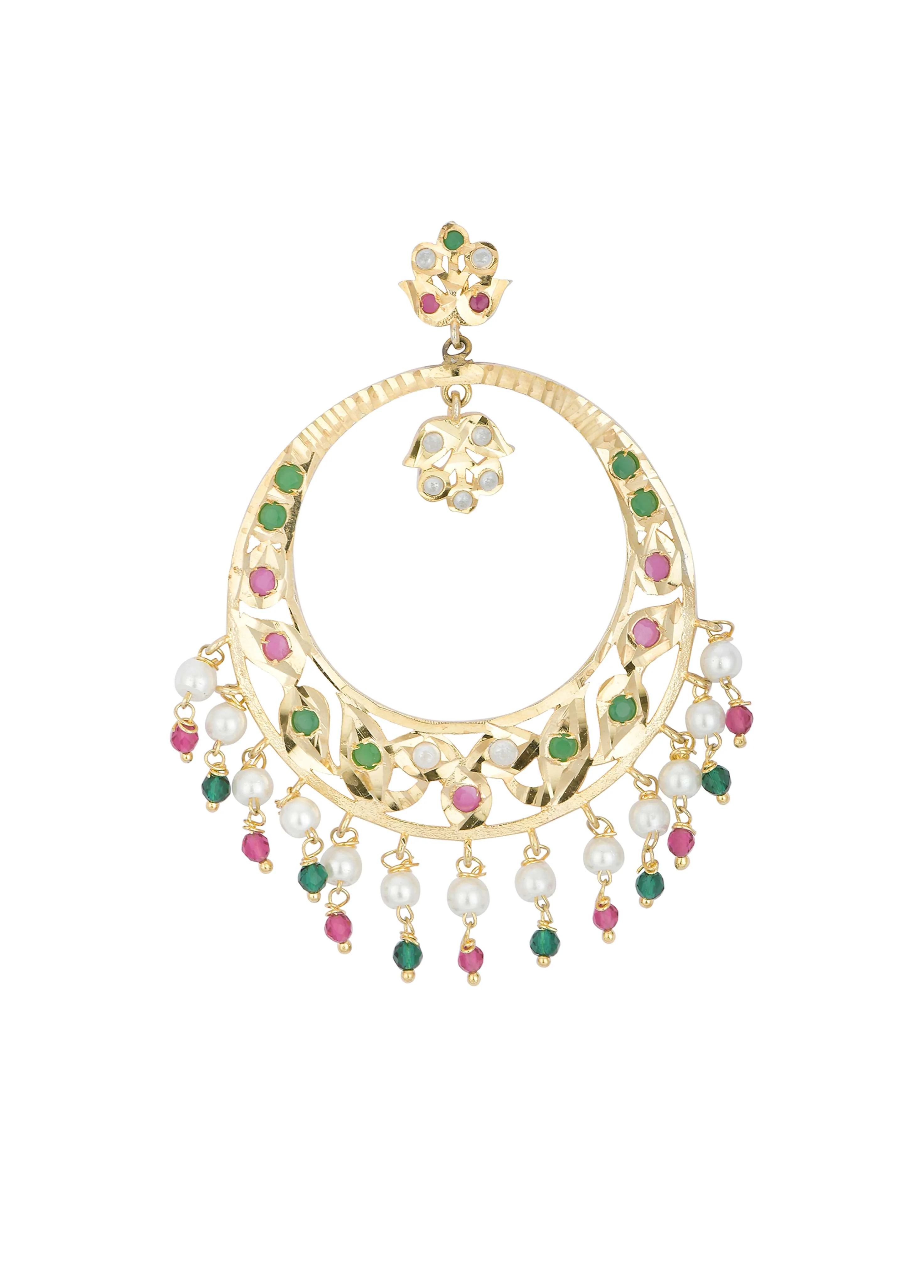 Multicolor Kundan Danglers With Bead Drops - Image 2