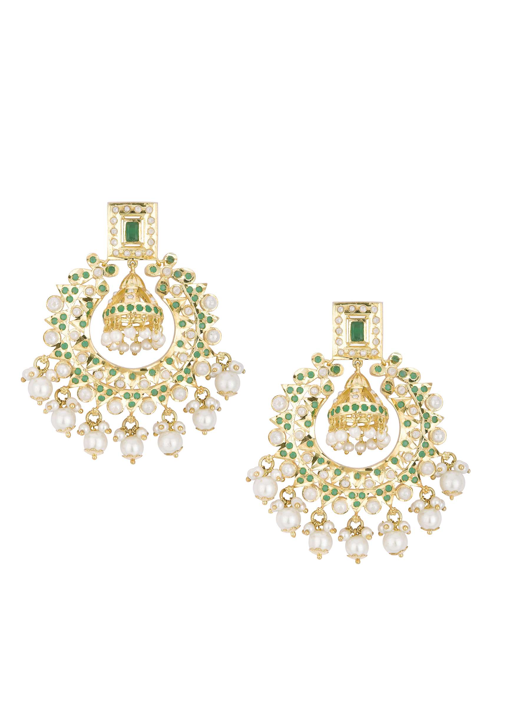 Multicolor Kundan Danglers With Jhumka Drops