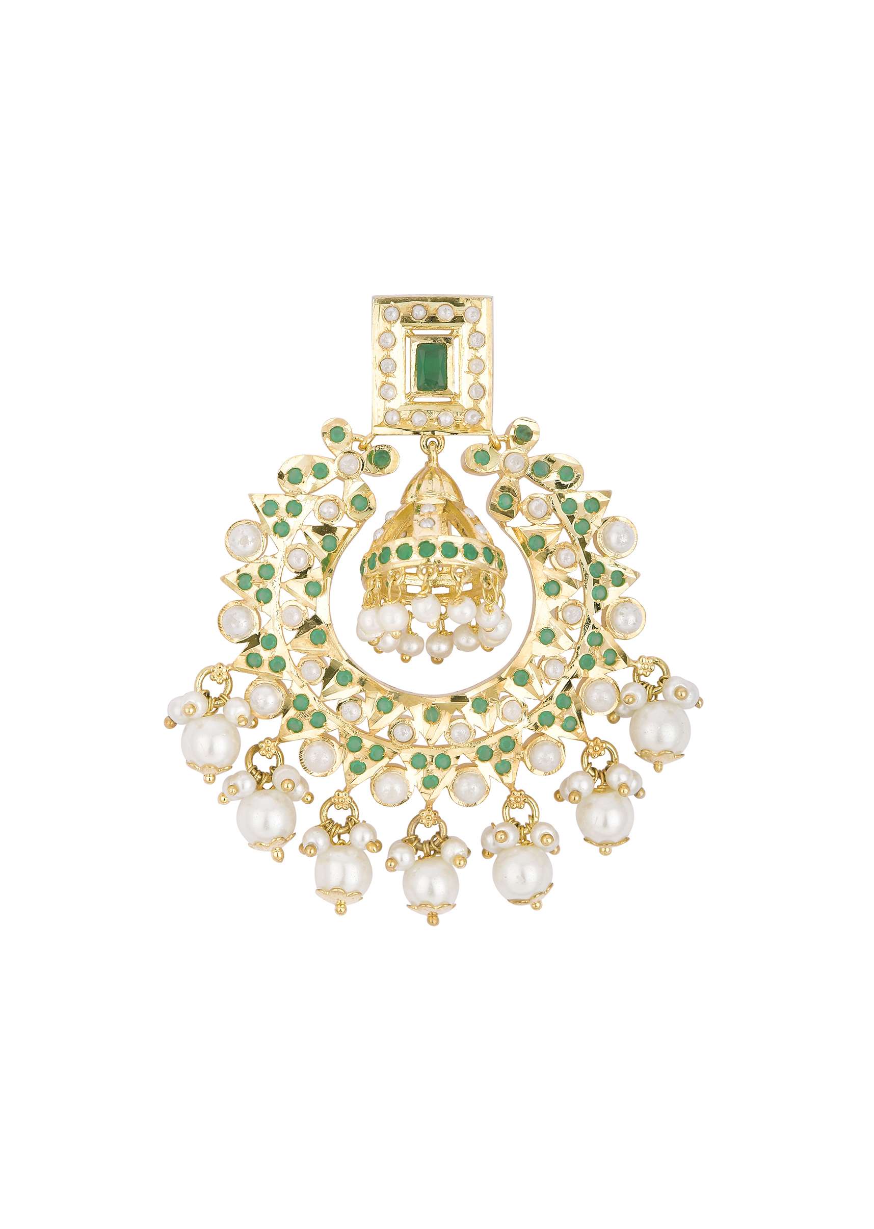 Multicolor Kundan Danglers With Jhumka Drops - Image 2
