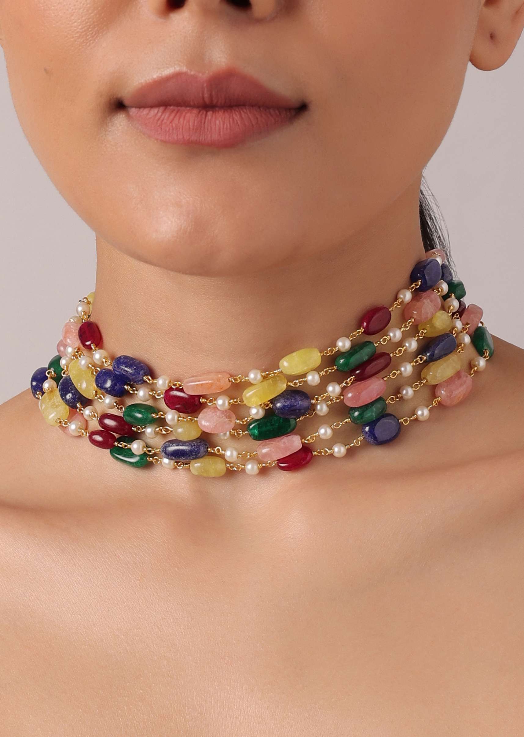 Multicolor Layered Beaded Choker Set - Image 2